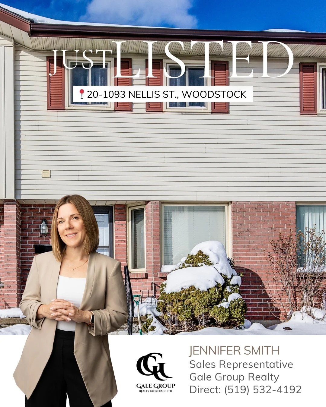 JUST LISTED 📍20&ndash;1093 Nellis Street, Woodstock
$399,900

Welcome to this well-maintained 3-bedroom, 1.5-bath two-storey condo, ideally located in the heart of Woodstock. Pride of ownership is evident throughout, starting with the beautifully up