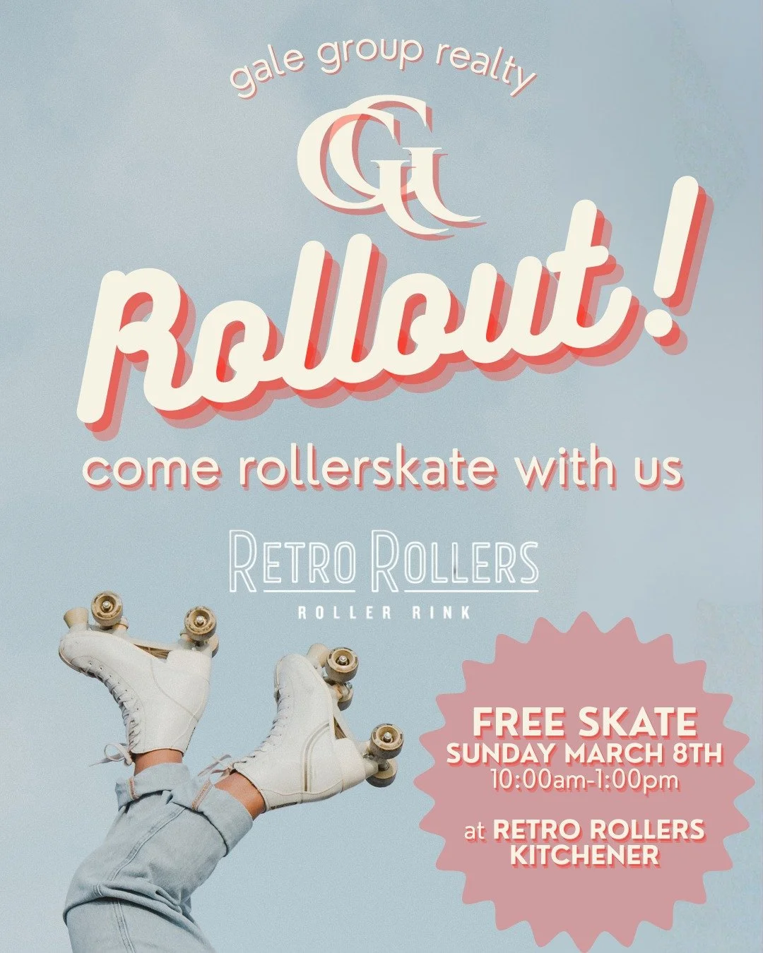 📢 Hey Kitchener! Come roll with us!
GG is hosting our very first Rollout 🛼

🗓 Sunday, March 8
⏰ 10:00 AM &ndash; 1:00 PM
📍 Retro Rollers, Kitchener
563 Highland Rd W, Lower Level
Kitchener, ON N2M 5K2

We&rsquo;re covering your skate rentals, the