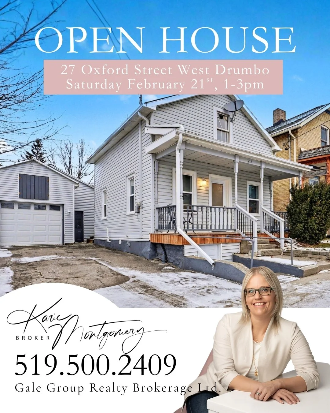 OPEN HOUSE 📍27 Oxford Street W, Drumbo
Saturday, February 21 | 1&ndash;3 PM
$399,000

Welcome to Drumbo, where comfort, convenience, and community come together in this charming small-town home. Perfect for first-time buyers or savvy investors, this