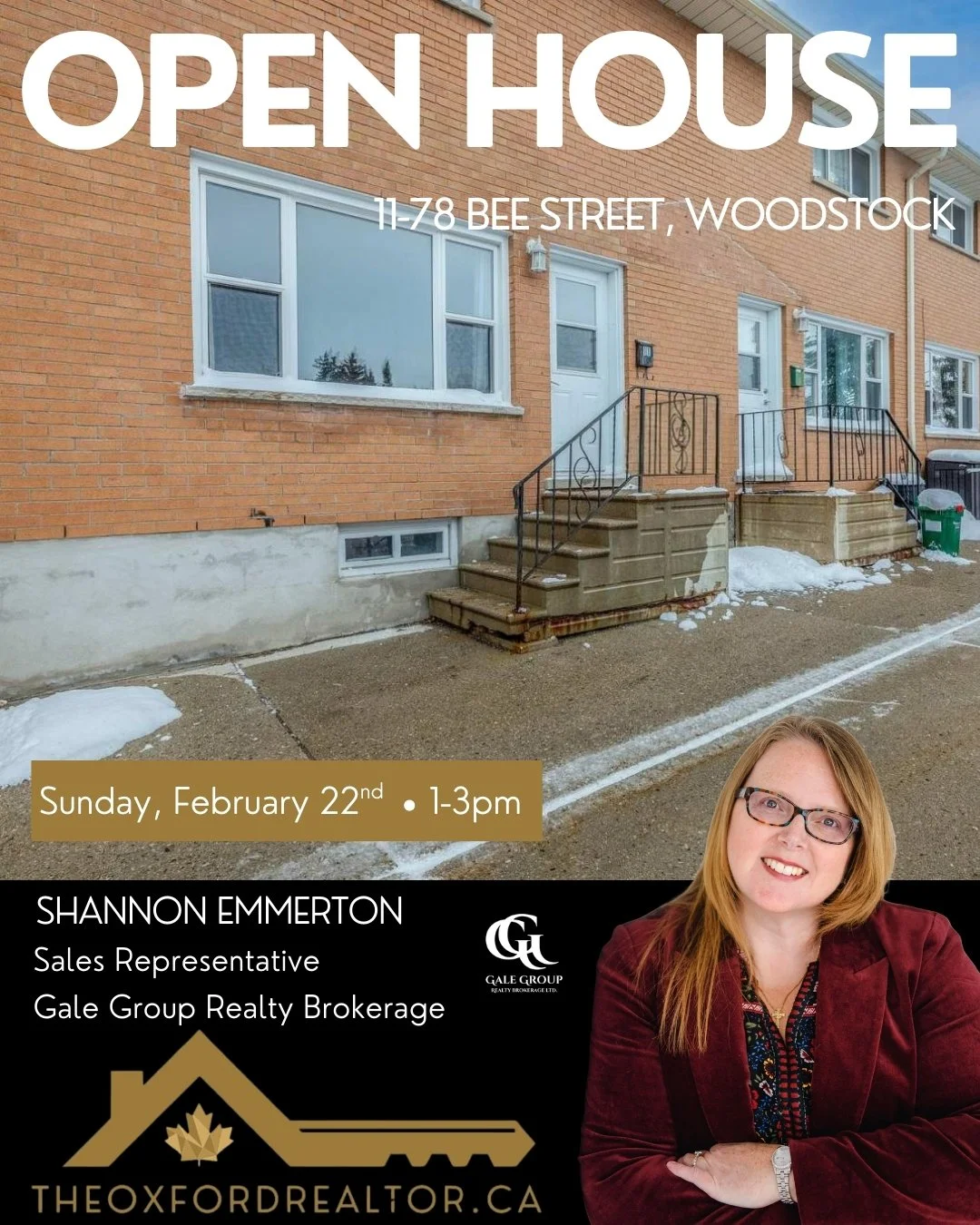 OPEN HOUSE 📍11 - 78 BEE STREET, Woodstock
Sunday, February 22 | 1&ndash;3 PM
$349,999

Looking to get into the market without the renovation headaches? This beautifully updated townhome is move-in ready and waiting for you.

Enjoy professionally ref