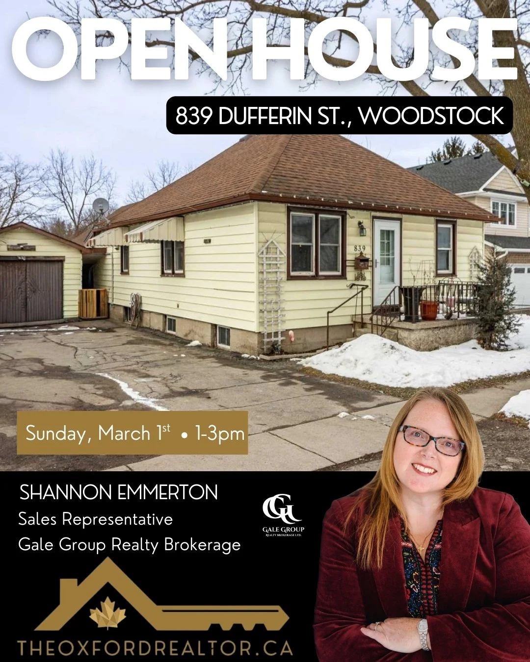OPEN HOUSE 📍839 DUFFERIN STREET, Woodstock
Sunday, March 1 | 1&ndash;3 PM
$575,000

Fantastic opportunity for a multi-generational family! This cozy bungalow offers an open-concept kitchen, dining, and living space &mdash; perfect for everyday livin