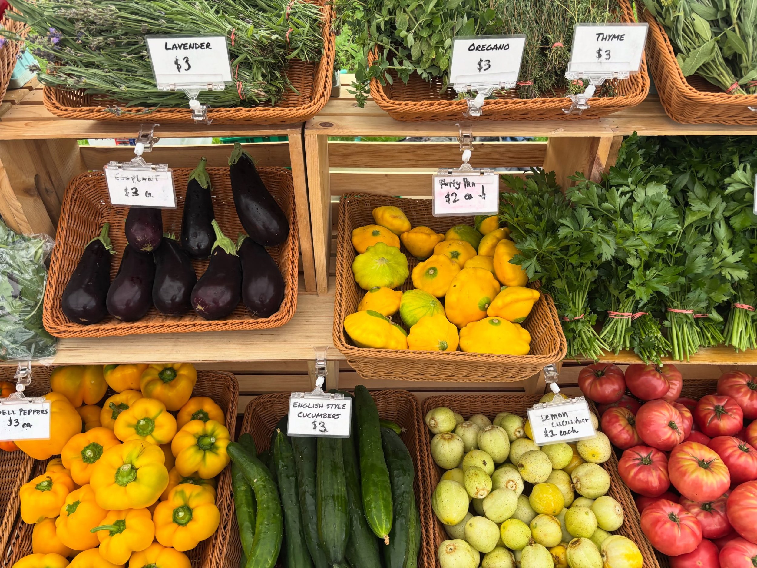 We&rsquo;re all set up @clarkforkrivermarket with a real rainbow of veggies until 1pm. Come on by!