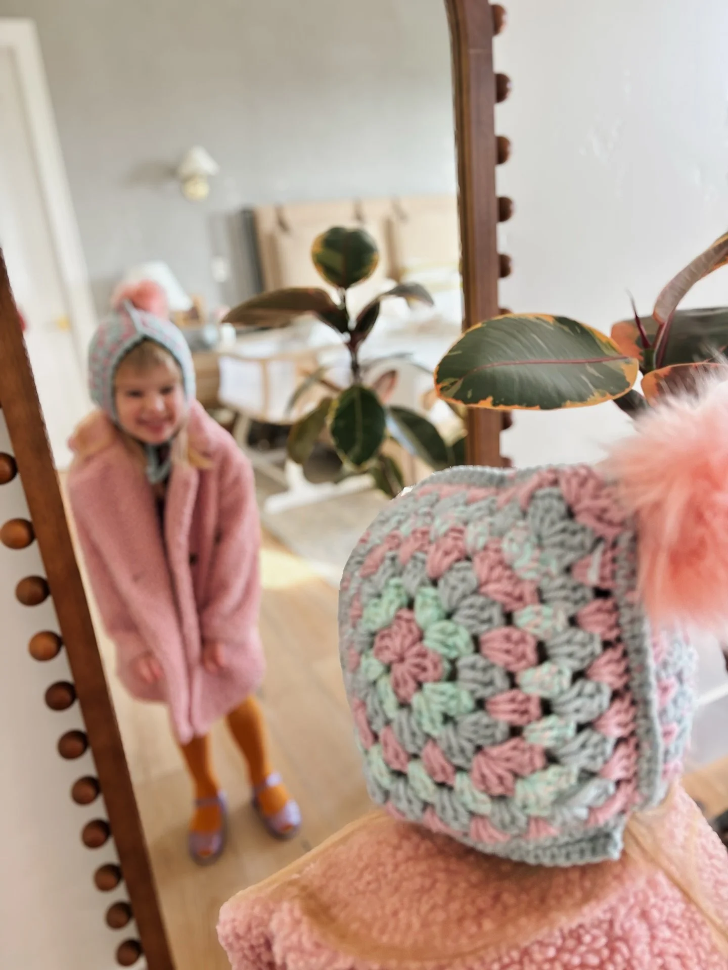 Dressed herself &amp; ready to take on the world 💪💕 Keep being whimsical &amp; bold, beautiful. You&rsquo;ll make the world a kinder place just by being you. 

Wells Bonnet pattern by me! Find it at yippeekiyaycrochet.com 

So far we&rsquo;ve raise