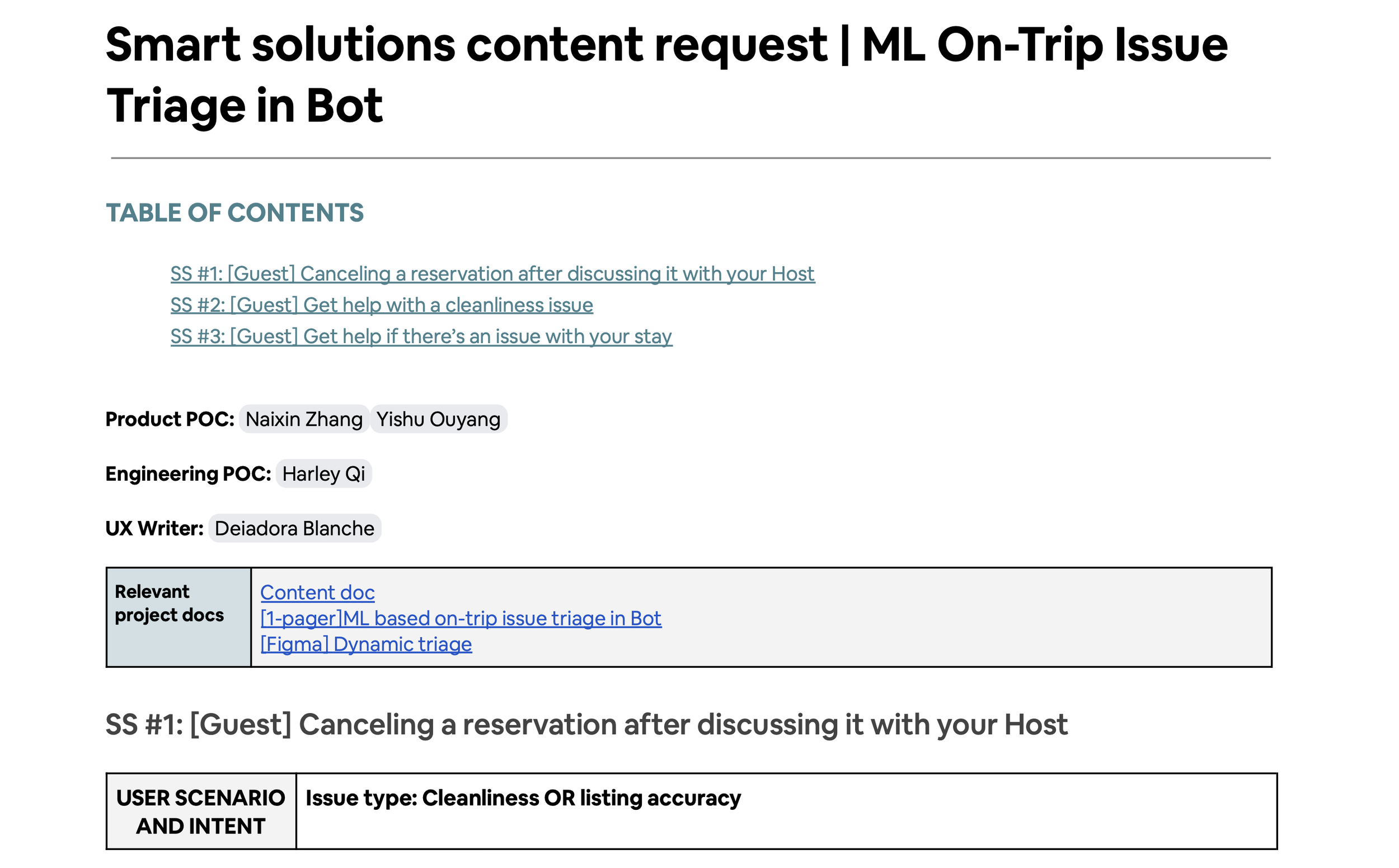 Airbnb's Smart Solutions Content Request Template