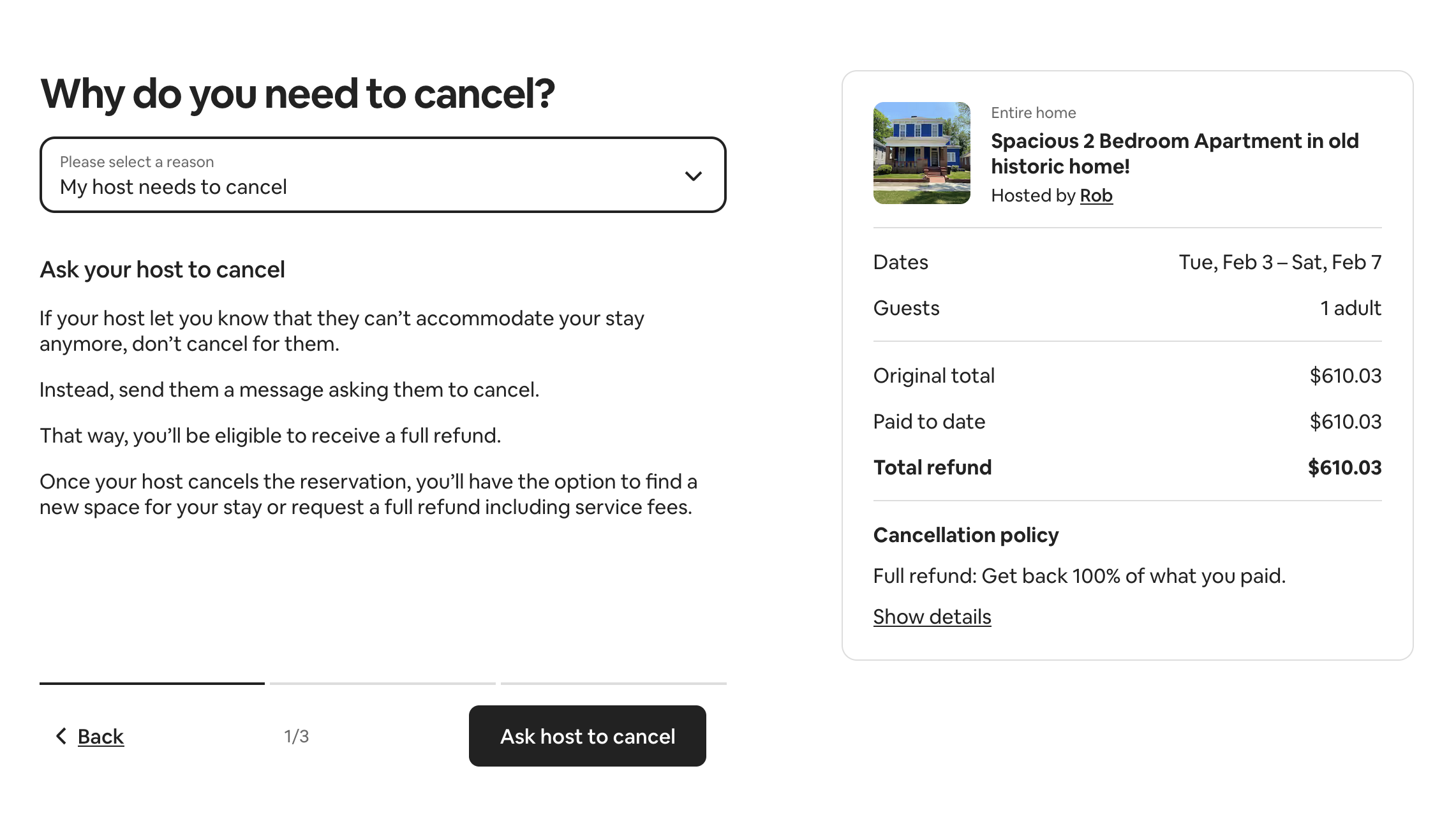 Airbnb's On-Platform Cancellation User Flow