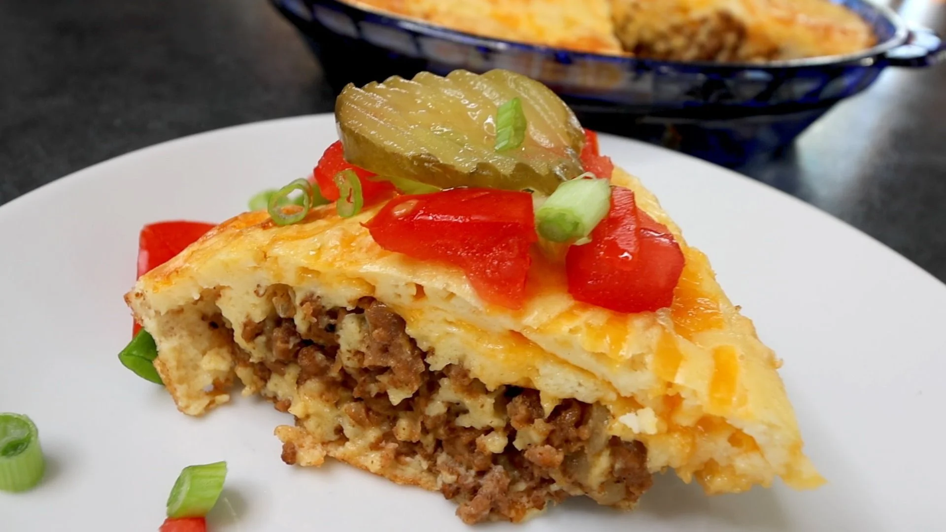 Impossibly Easy Cheeseburger Pie- LIGHTENED UP! 🧀🍔🥧