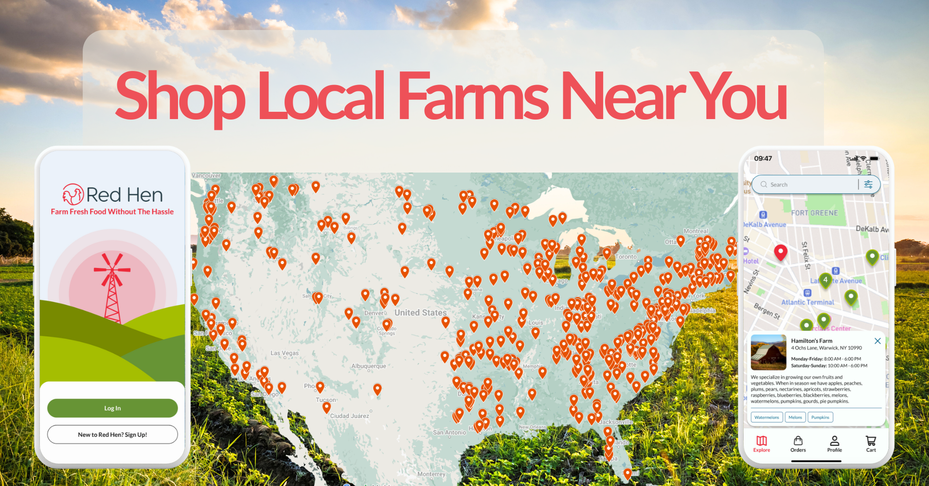 Find Farms Near You on Red Hen — Red Hen is Available Now in the App and  Play Store, image size:1910x1000
