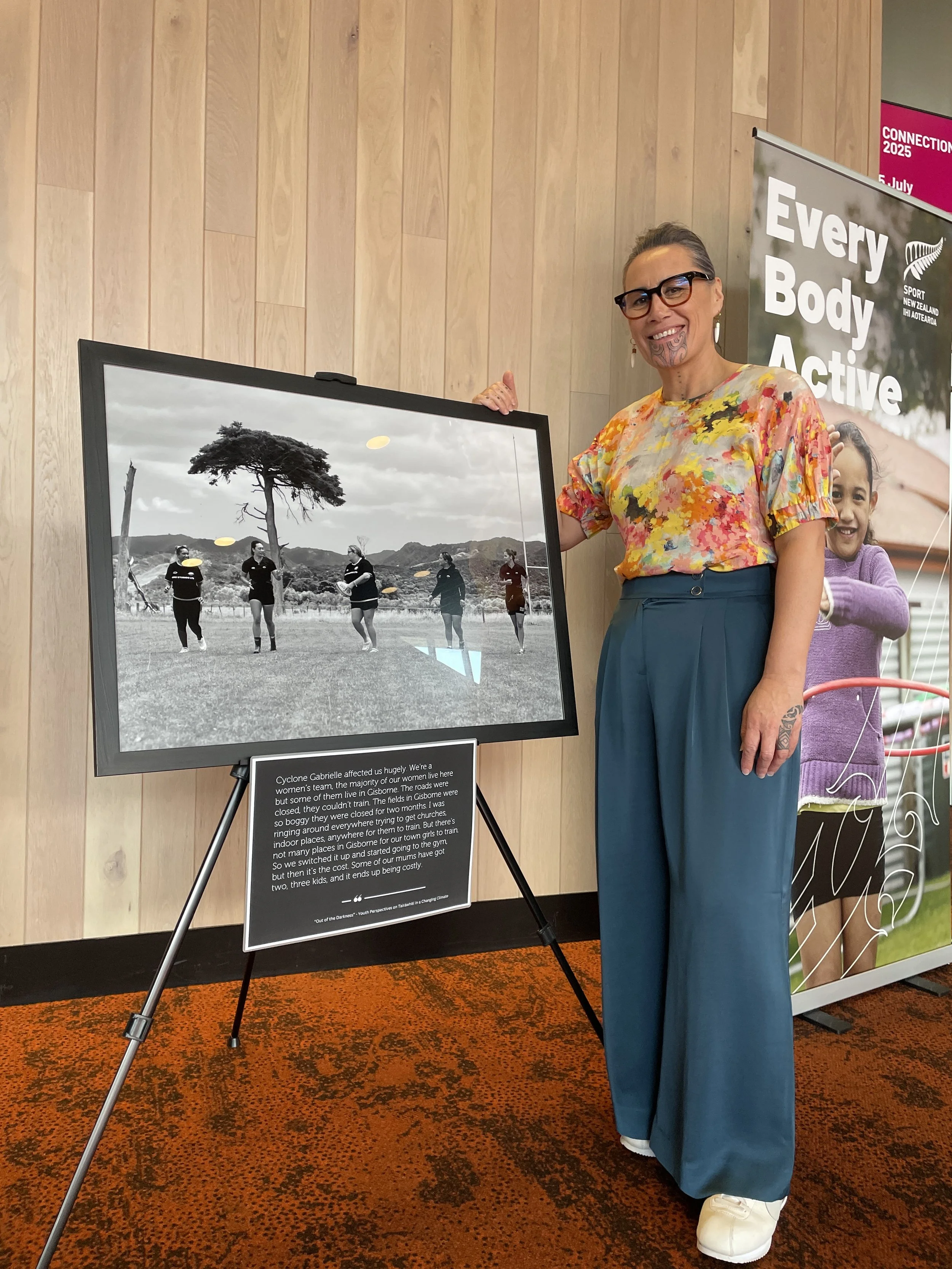Jenny-May Clarkson enjoying the exhibition at the Sport NZ Connections Conference in Wellington