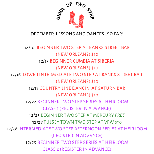 December Classes and Events
