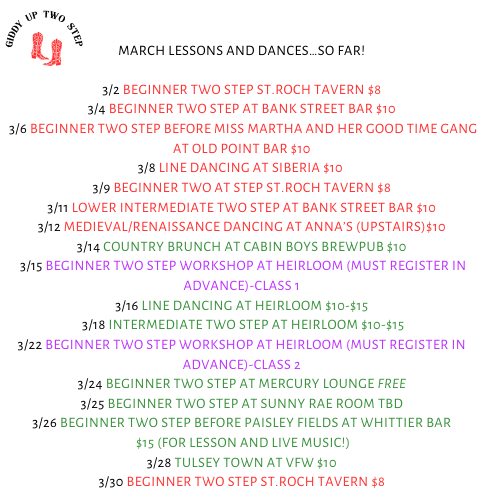 March Classes and Events