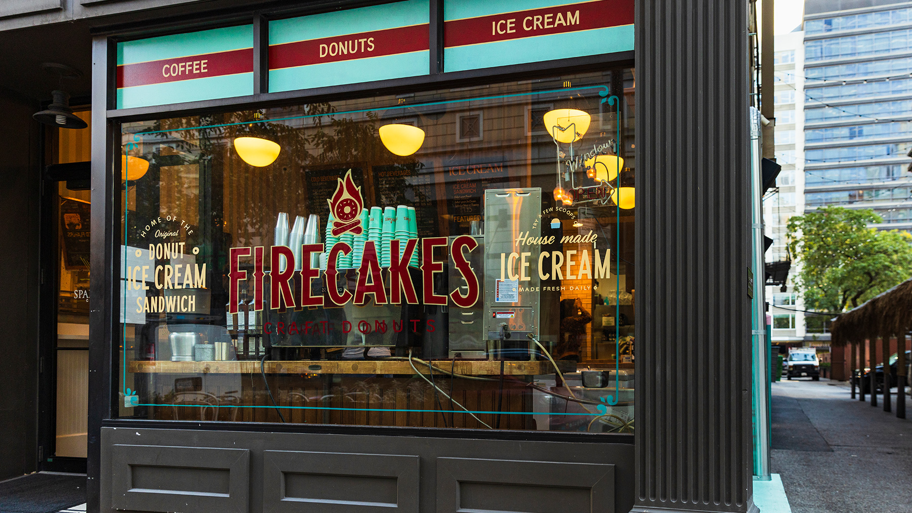 Restaurant storefront viewed from the street.
