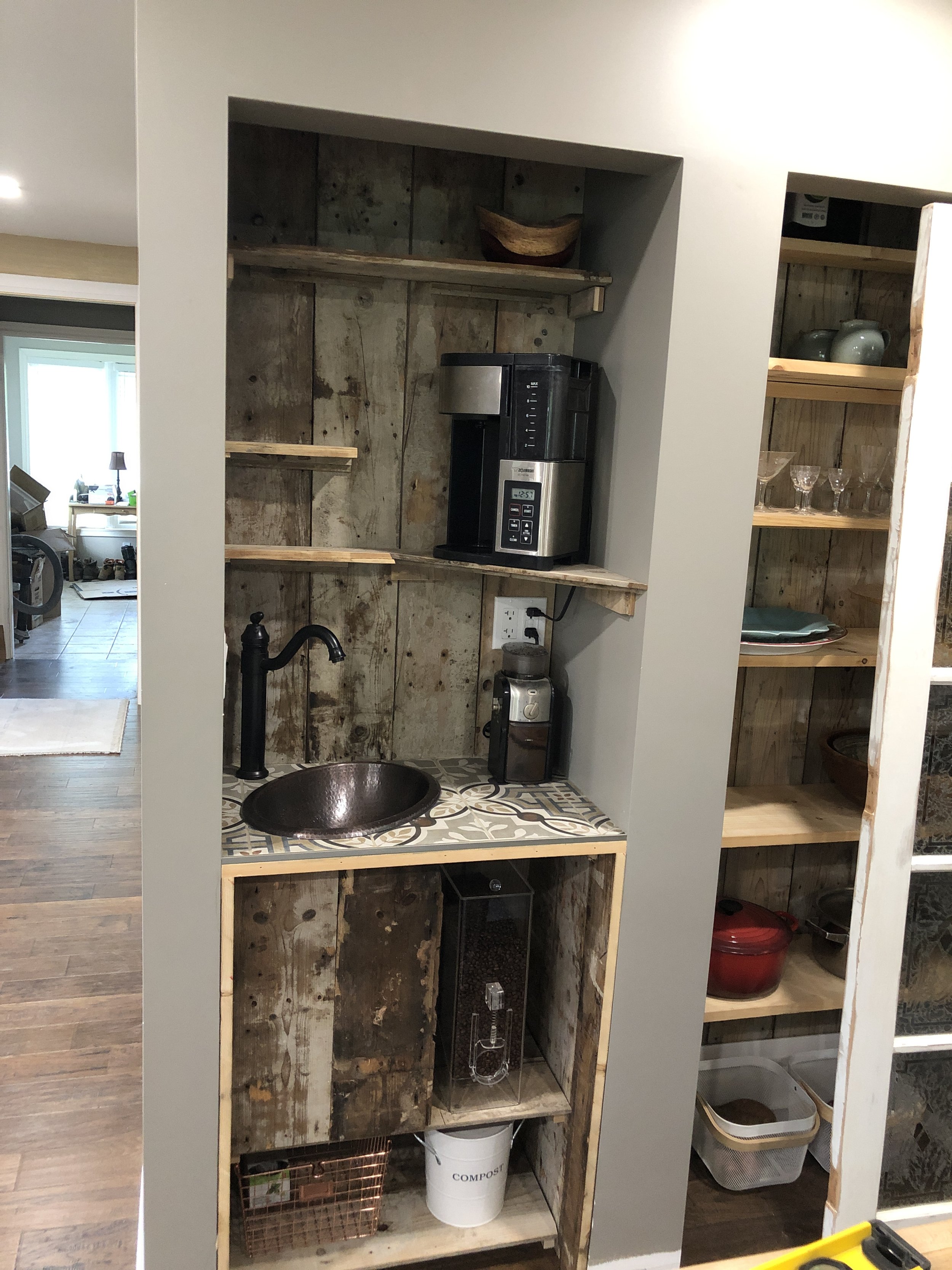The completed coffee station.