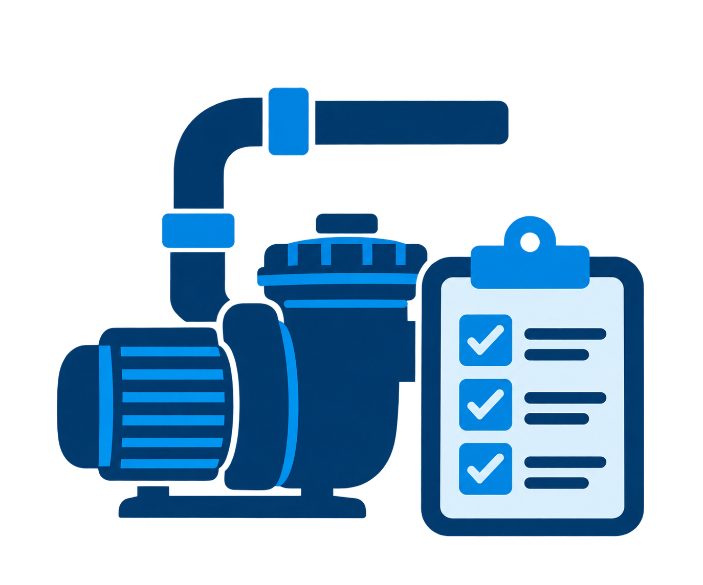 Illustration of golf equipment including a golf club, golf ball, and a clipboard with checkmarks
