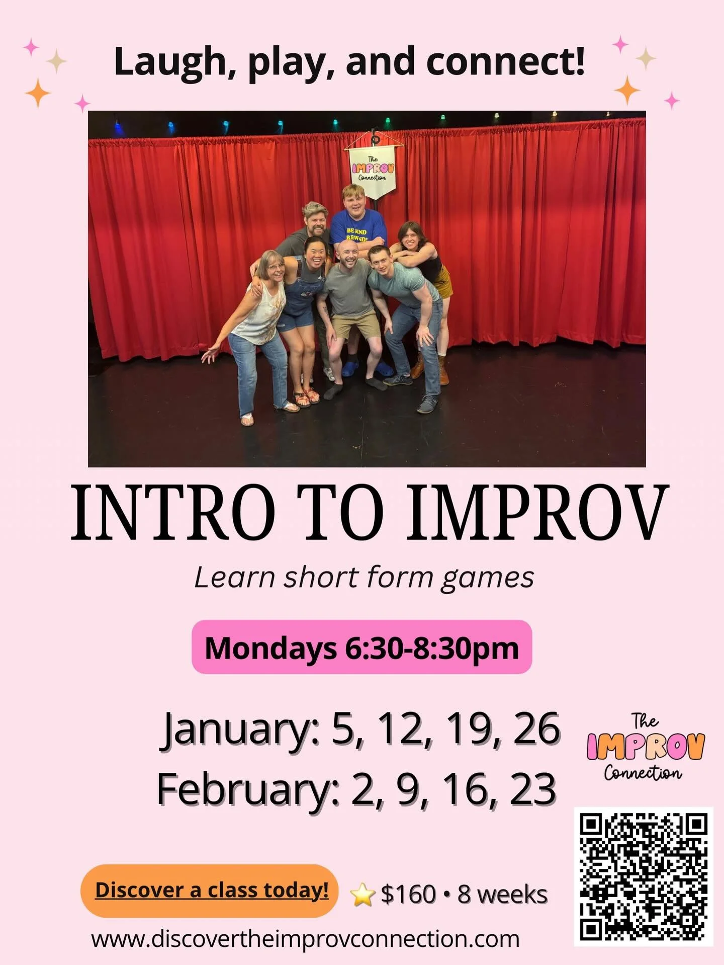 If improv sounds scary, you&rsquo;re not alone &mdash; most people feel that way at first. But improv isn&rsquo;t about being funny or perfect. It&rsquo;s about play, connection, and discovering confidence you didn&rsquo;t know you had.
In an intro c