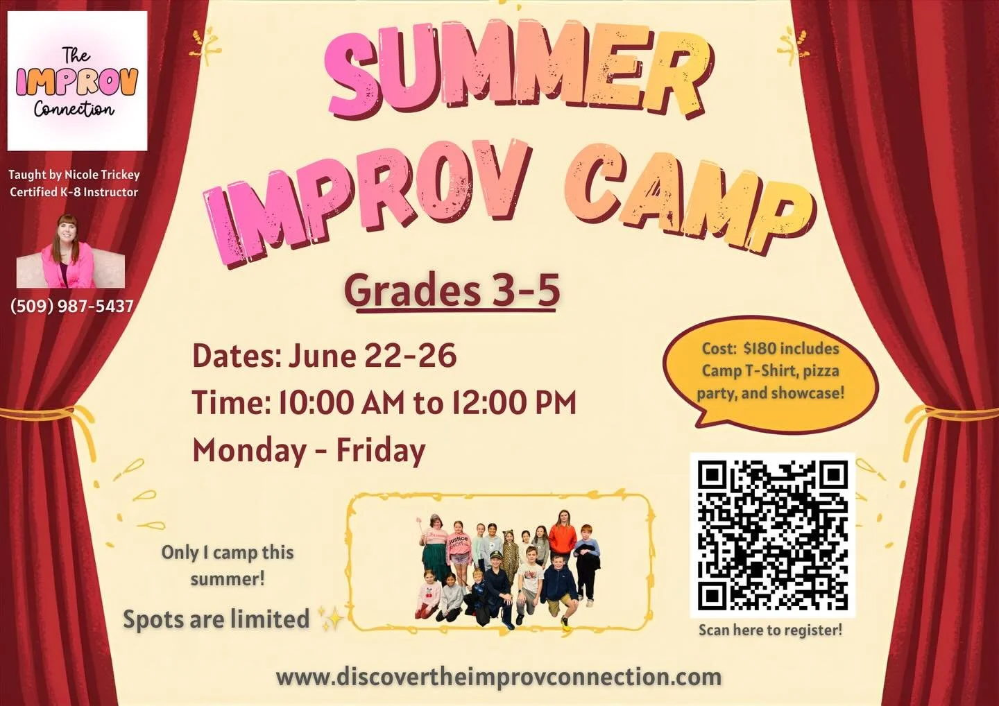 Summer planning has begun! That means Summer Improv Camp ☀️(Grades 3-5) is on sale now! 😊 Spots are limited so sign up today! ✨ https://www.discovertheimprovconnection.com/classes/p/summer-break-camp-