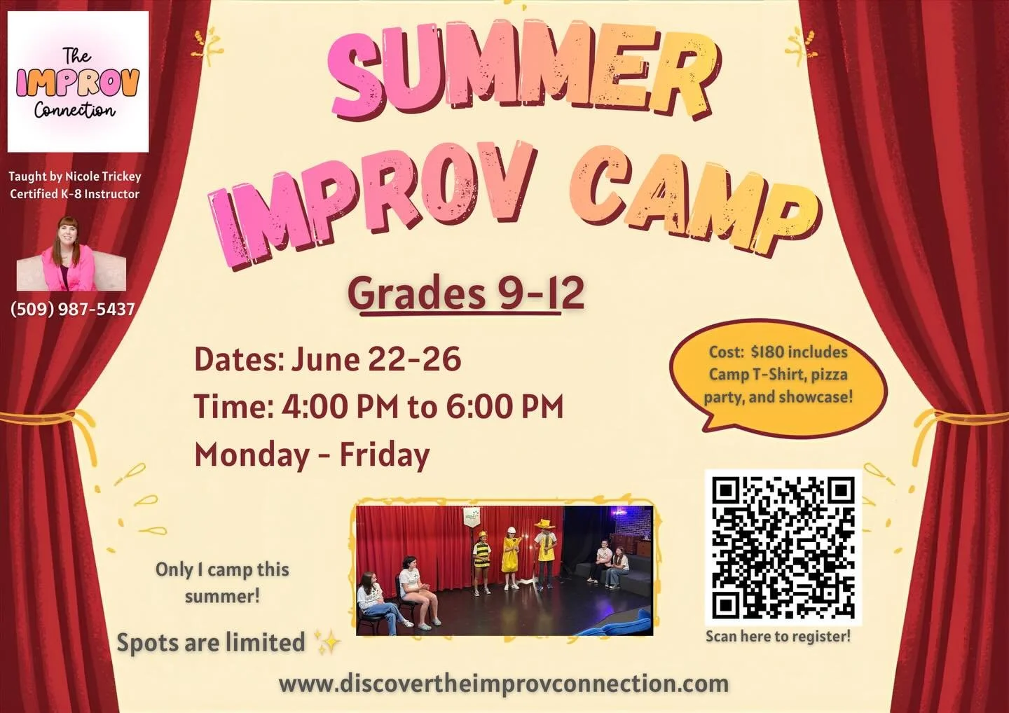 Summer here we come!!!☀️ High school Improv Camp was a HOOT last year! 🎉 Come join the fun this summer! Spots are limited so secure your spot today! 🤪 https://www.discovertheimprovconnection.com/classes/p/summer-break-campgrades-9-12