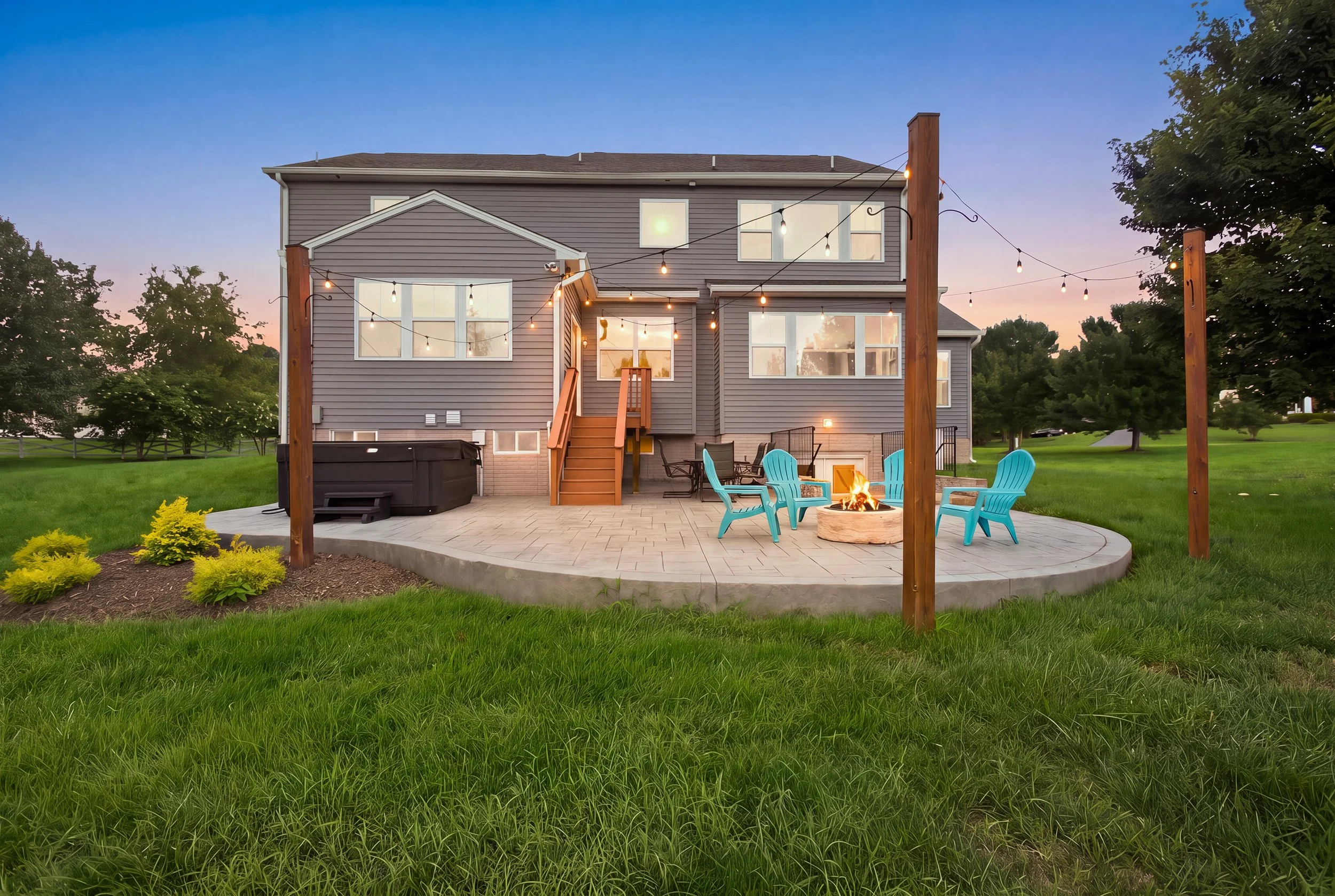 Real estate listing photo of a home exterior at twilight Spotsylvania, Virginia