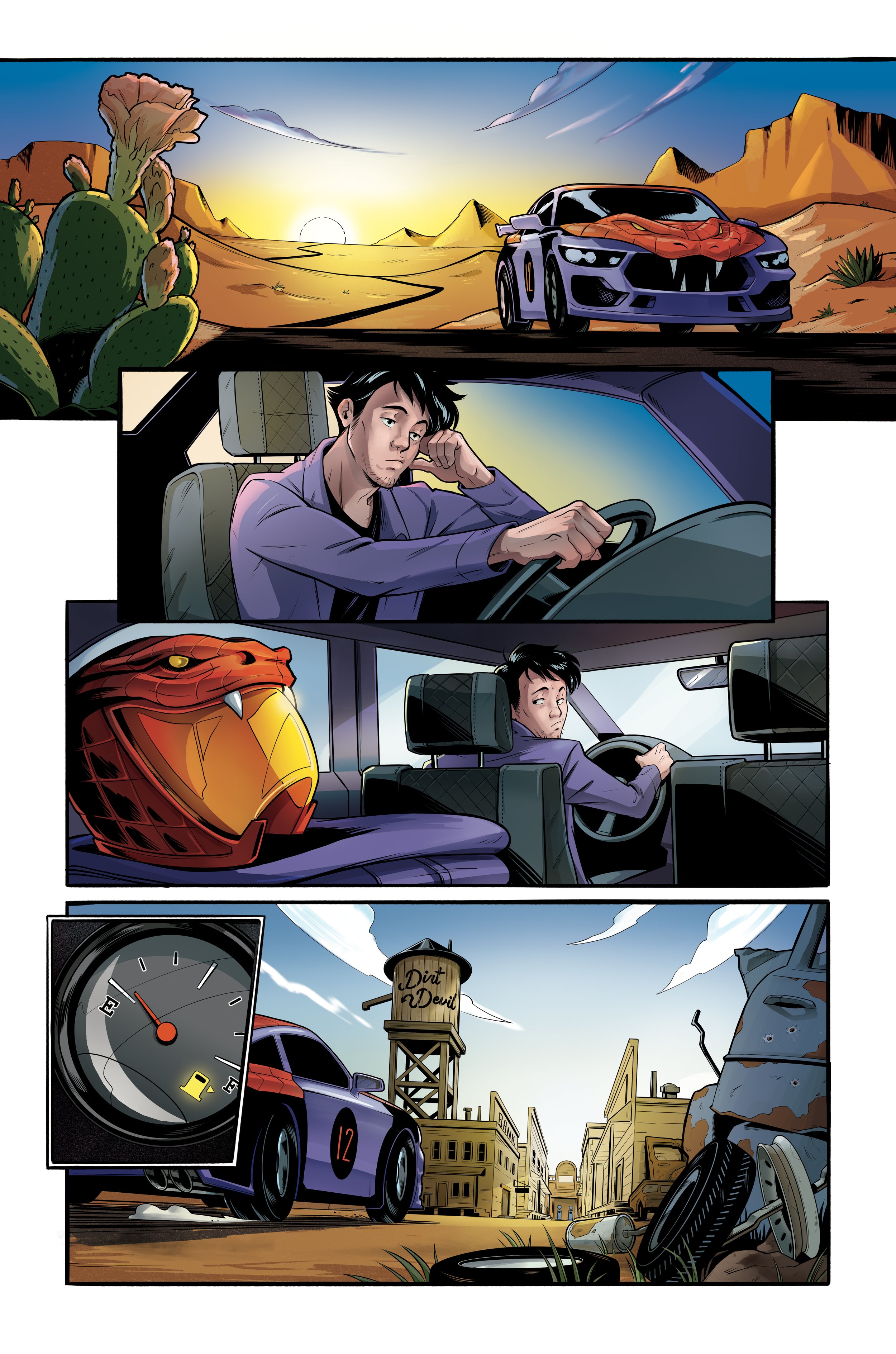 Speed Racer: Tales from the Road-Snake Oiler in High Noon (Mad Cave 2026). Art by Maggie Martinmaas, colors by Jacqueline Glatz