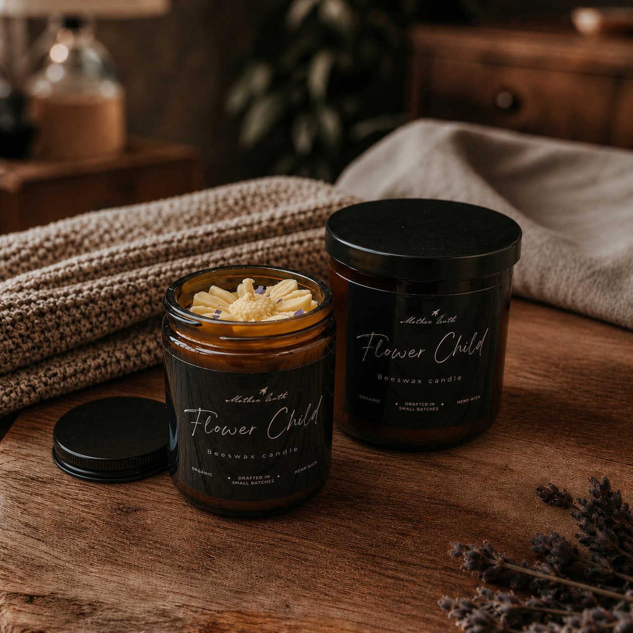 Organic Beeswax Blend Candle- Flower Child