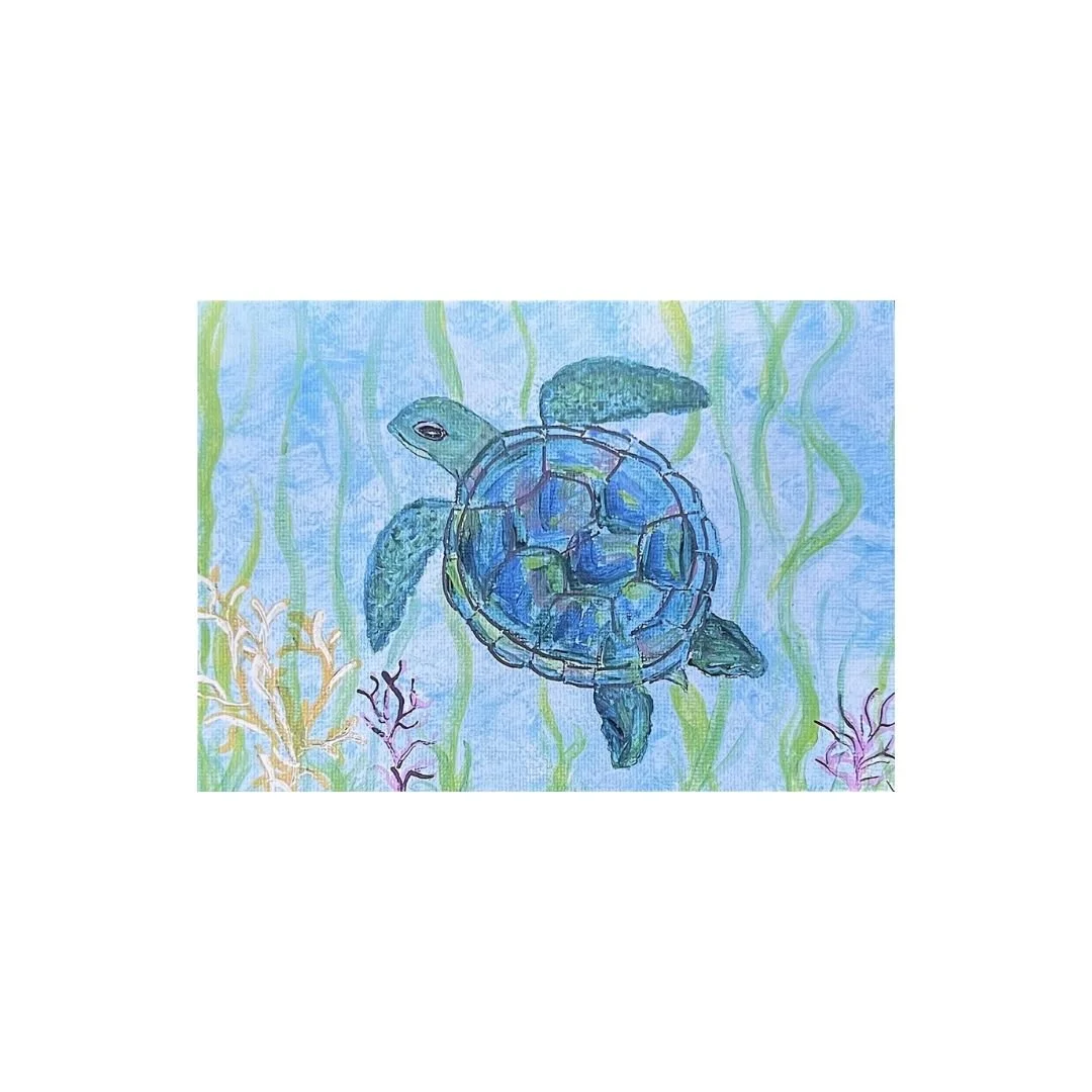 Sea Turtle Whimsy Blank Card