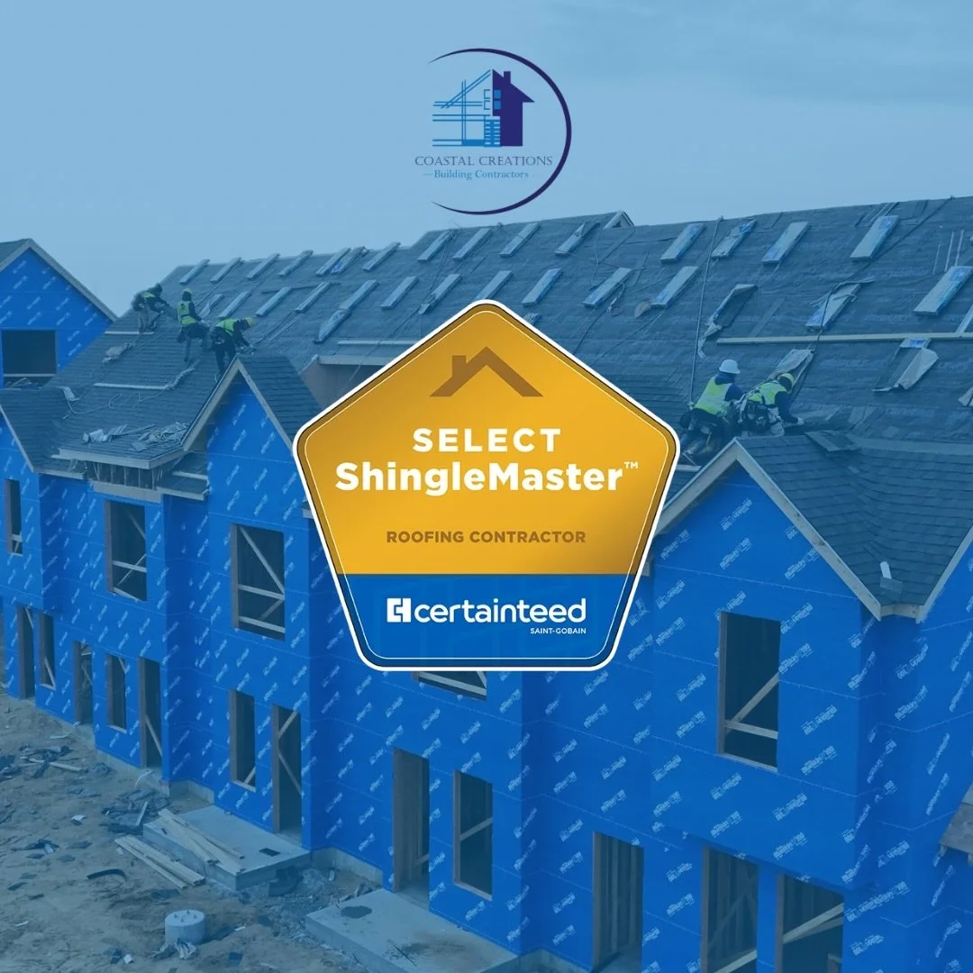 Coastal Creations is proud to be a @certainteed Select ShingleMaster Roofing Contractor - the highest certification offered by CertainTeed for residential roofing contractors. We&rsquo;ve maintained this credential through continued training, quality