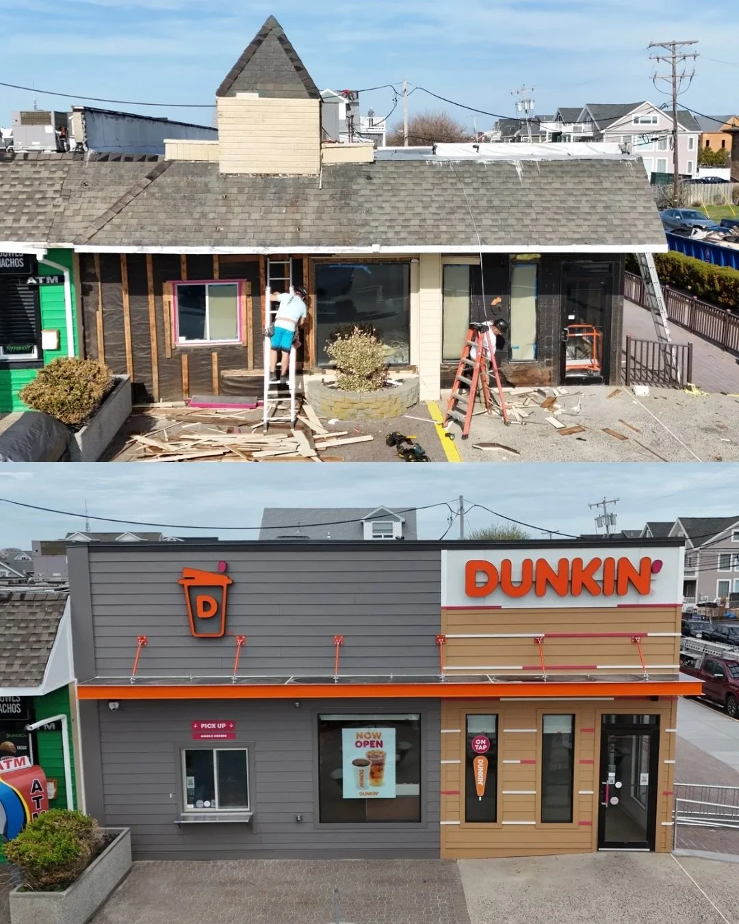 New Belmar @dunkin open and ready for business in time for Jersey Shore summer ☕️

Featuring @jameshardie Cedarmill Lap siding &amp; a flat roof done by Capital Metals Incorporated. 

#dunkindonuts #belmarnj #commercialconstruction #jameshardie