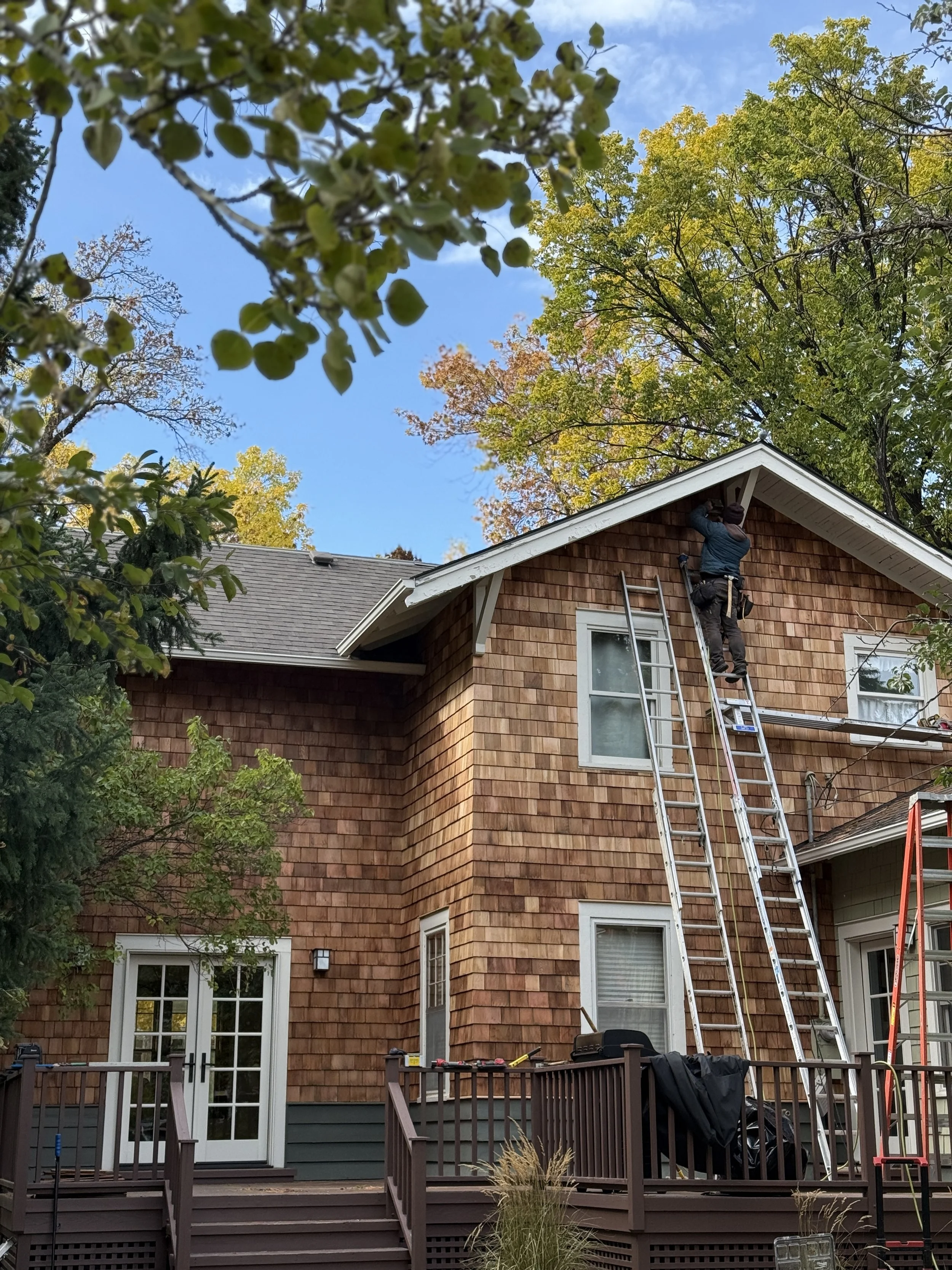 finishing up the cedar shake