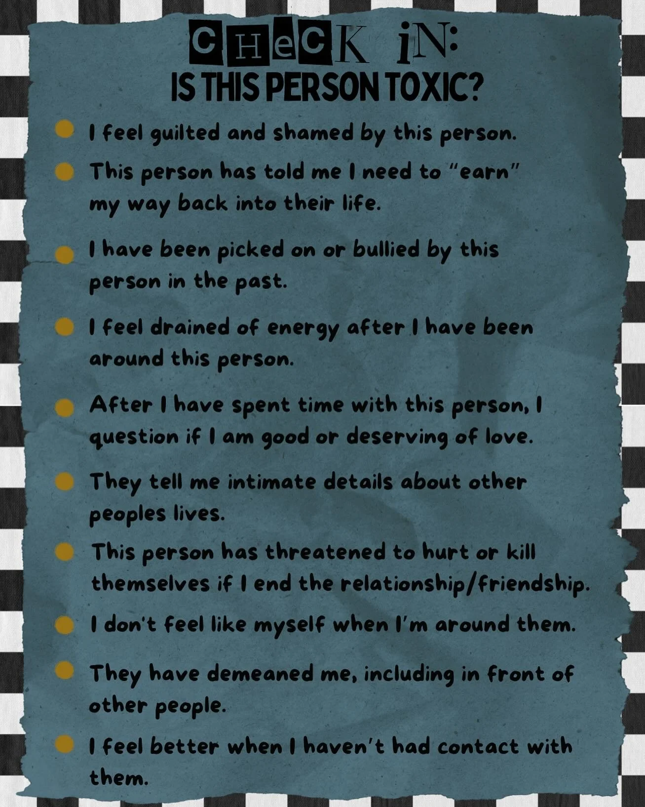 Thinking of reestablishing relationsips and reconnecting? Remember that sometimes we get into toxic relationships because it’s what we know. Its important to be mindful that the relationships you’re reestablishing are healthy ones. You ar