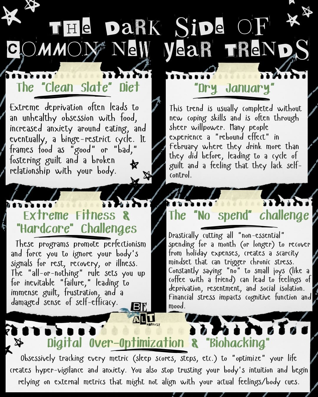 Well-intentioned New Year&rsquo;s resolutions and trends often do more harm than good for our long-term mental health. The pressure to &ldquo;optimize&rdquo; or &ldquo;transform&rdquo; ourselves after the holidays can set us up for a frustrating cycl