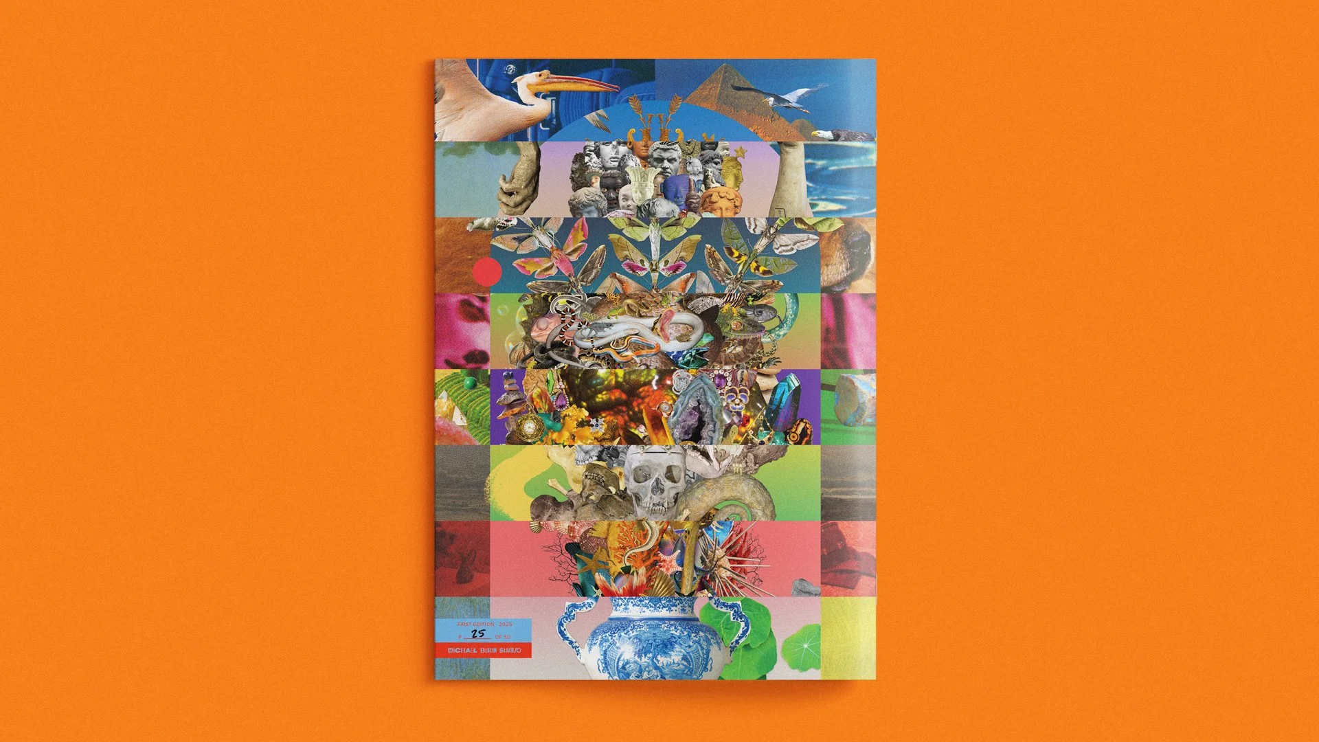 Mixed media digital collage magazine by Michael Burk Studio