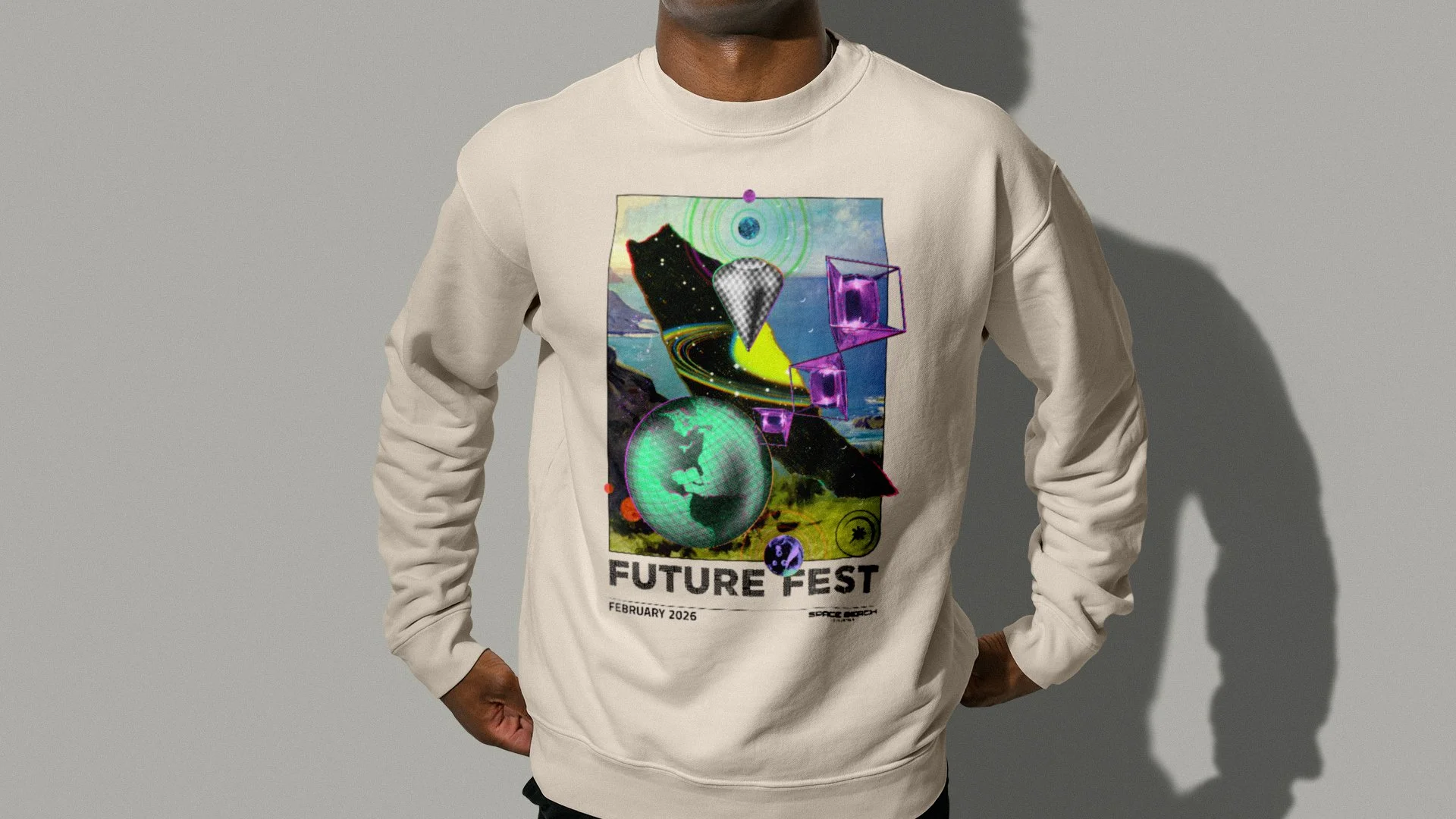 Space Beach Foundation Future Fest 2026 t-shirt design by Michael Burk