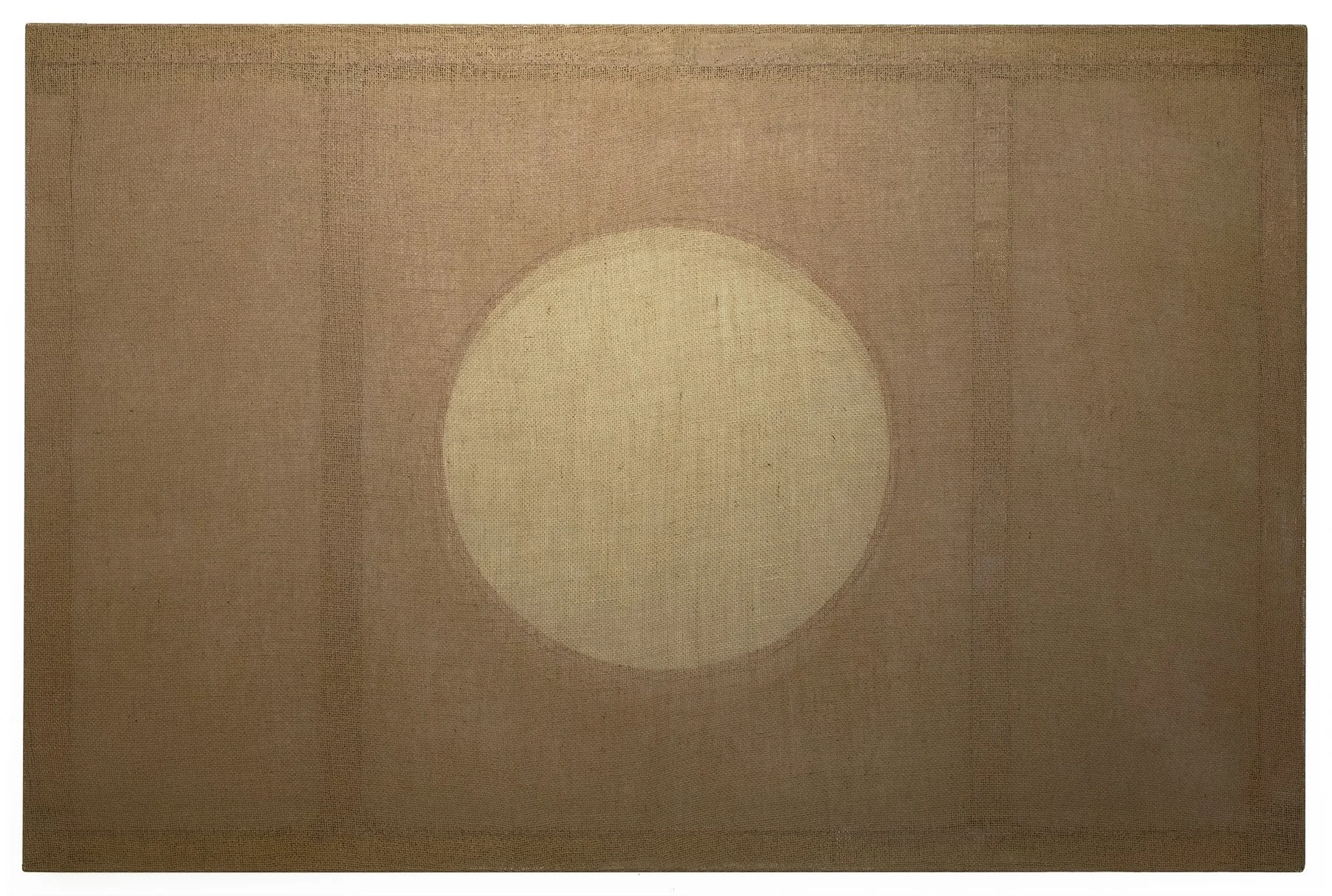 Untitled (ochre red) 2025. Acrylic, marble dust, and matte medium on burlap 48 x 72 in. (122 x 183 cm)