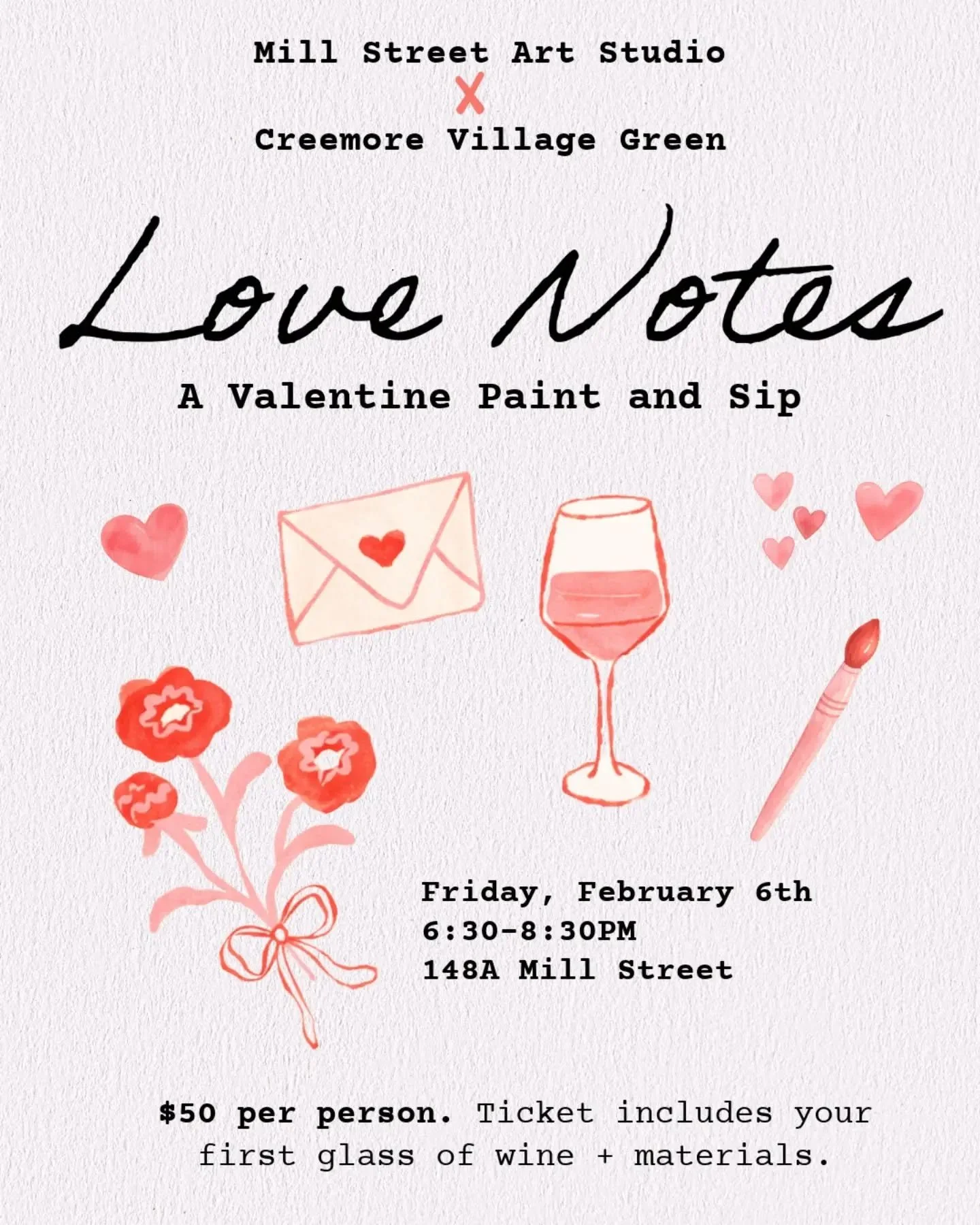 We're back with our first paint &amp; sip night of 2026! 💘

Join us for a relaxed evening where you&rsquo;ll explore paint and other materials to create handmade love notes, artwork, or keepsakes inspired by Cupid's Day.

You will be guided through 