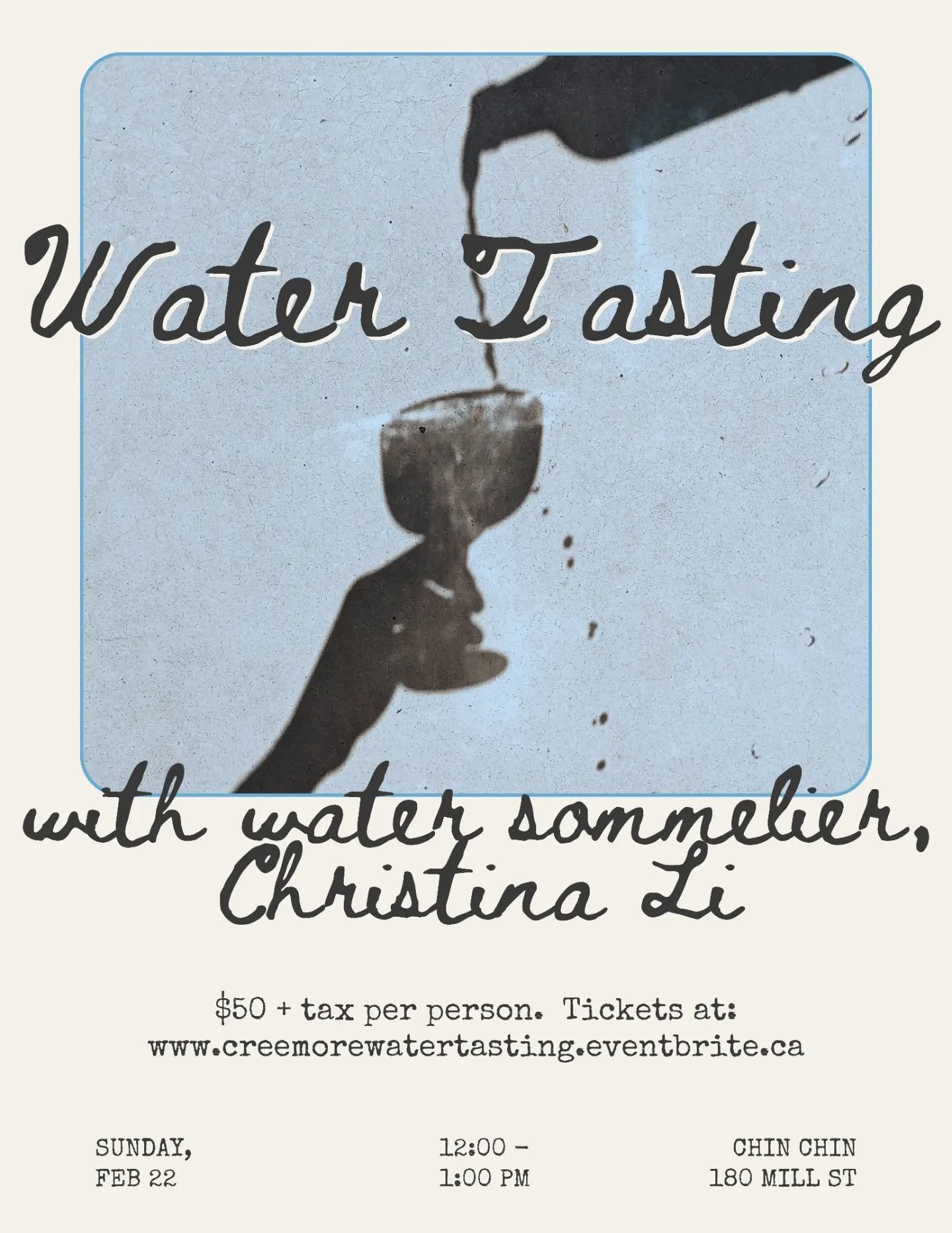 Not all water is created equal ✨ 

Join us for a unique and intimate experience at Creemore's cozy wine shop. Explore a curated selection of six internationally celebrated waters, both still and sparkling, and their relationship with terroir, coffee 