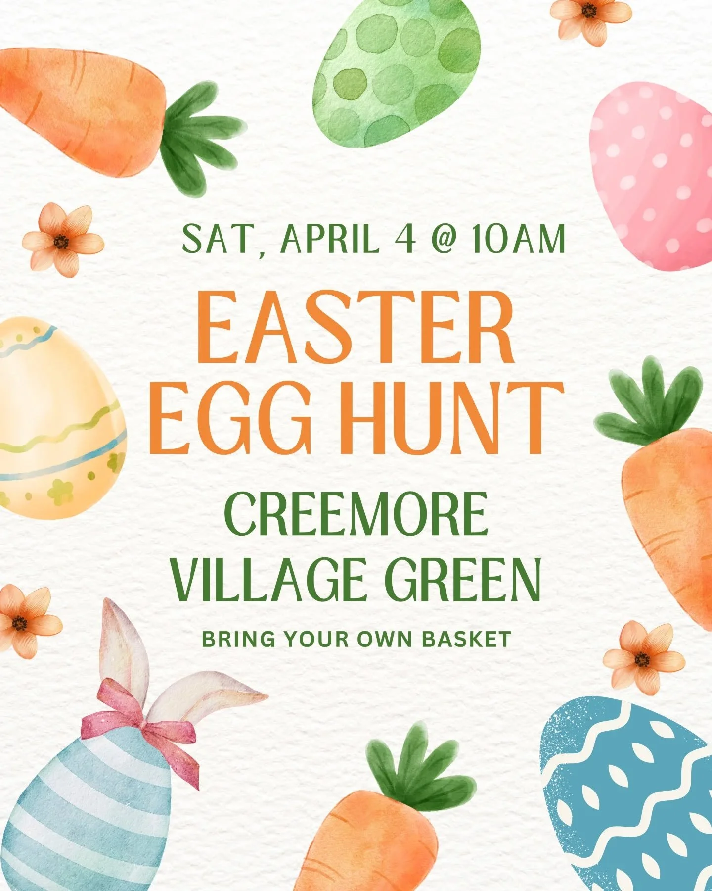 Two weeks until Creemore&rsquo;s Easter Egg Hunt! 🐣

It's going to be raining chocolate eggs (by the thousands)! 🍫

✨ Be sure to open your eggs - some contain special prizes redeemable at Mill St. businesses on Saturday, April 4 only.

⏰ 10AM Start