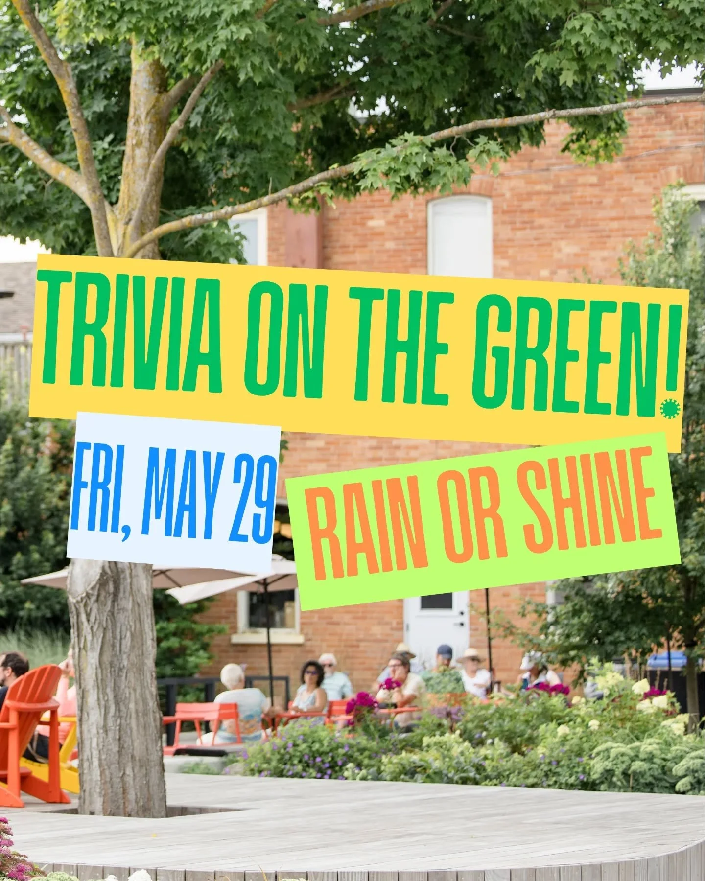 Trivia Night is comin' back! 🧠🎉

Rain or shine, join us in the Village Green on Friday, May 29 for another night of trivia fun!

Teams can be anywhere from 1&ndash;6 people. With only 20 tables available, be sure to book yours early - visit the lin
