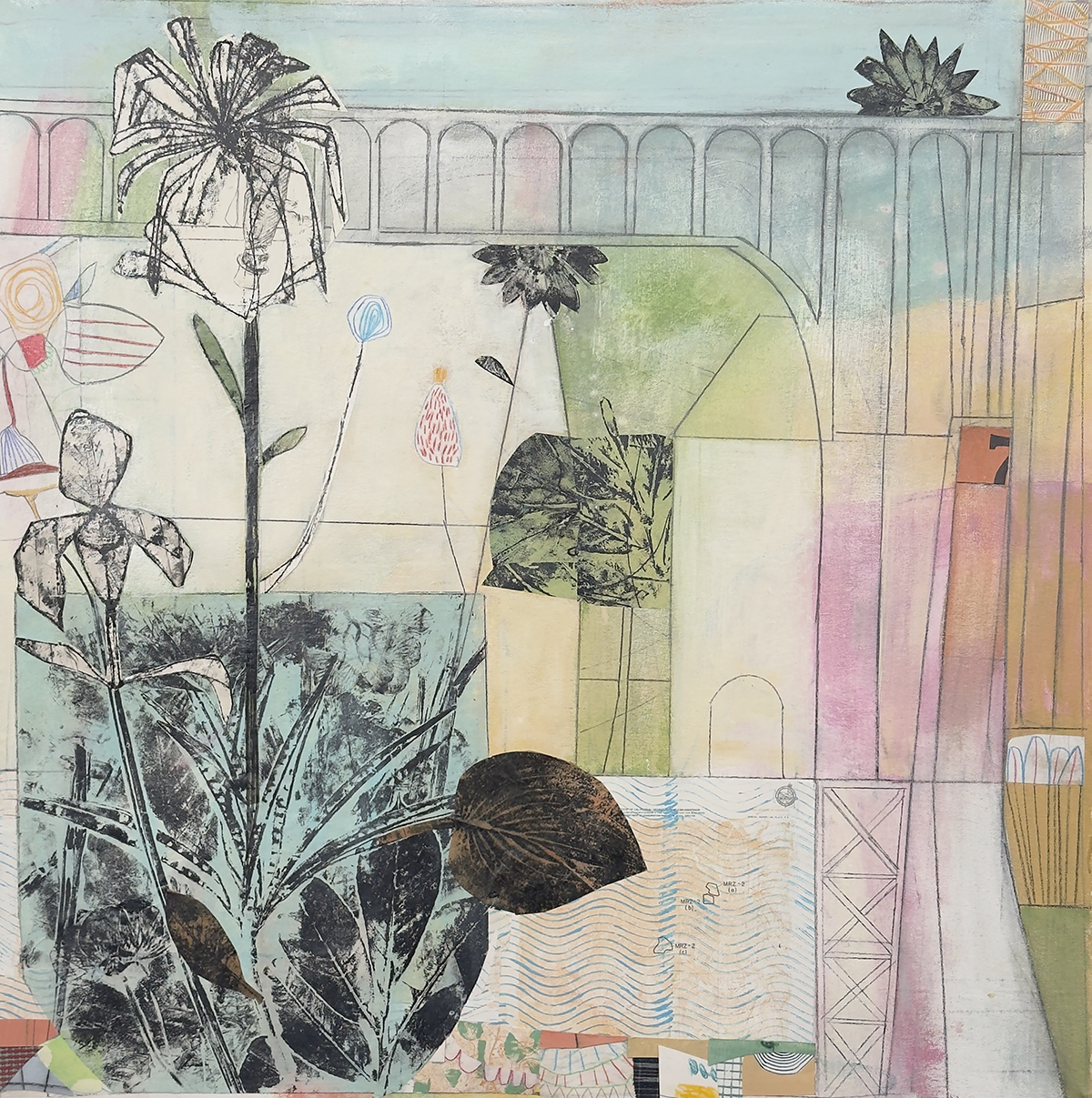 Freeway Overpass with Giant Plants 2026
36" x 36" mixed media on canvas