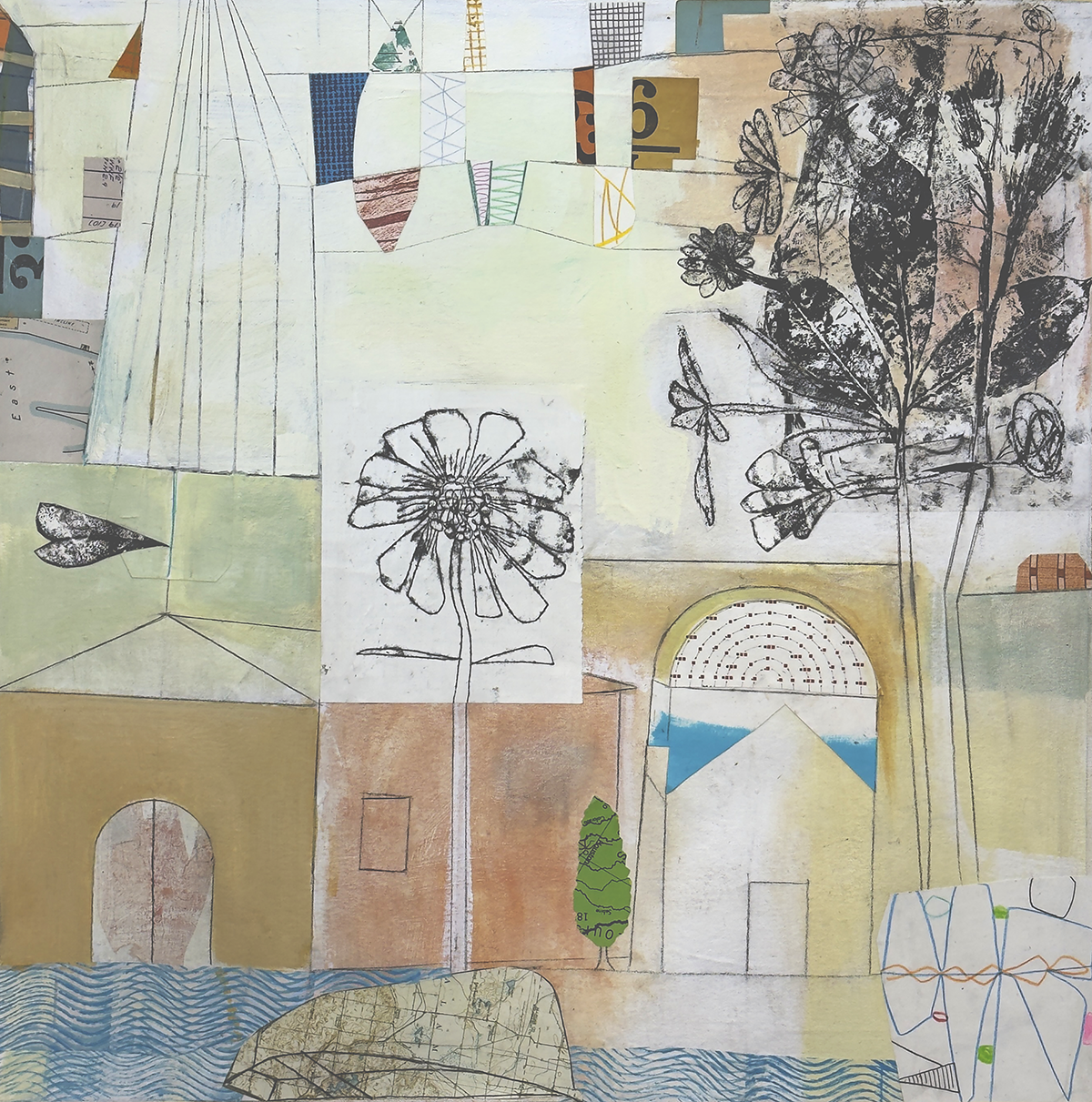 Waterfront 2027
36" x 36" mixed media on canvas