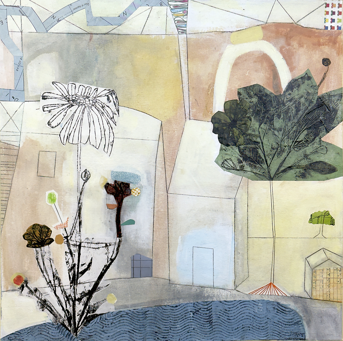 Flooded Farm with Buildings 2026
36" x 47" mixed media on canvas