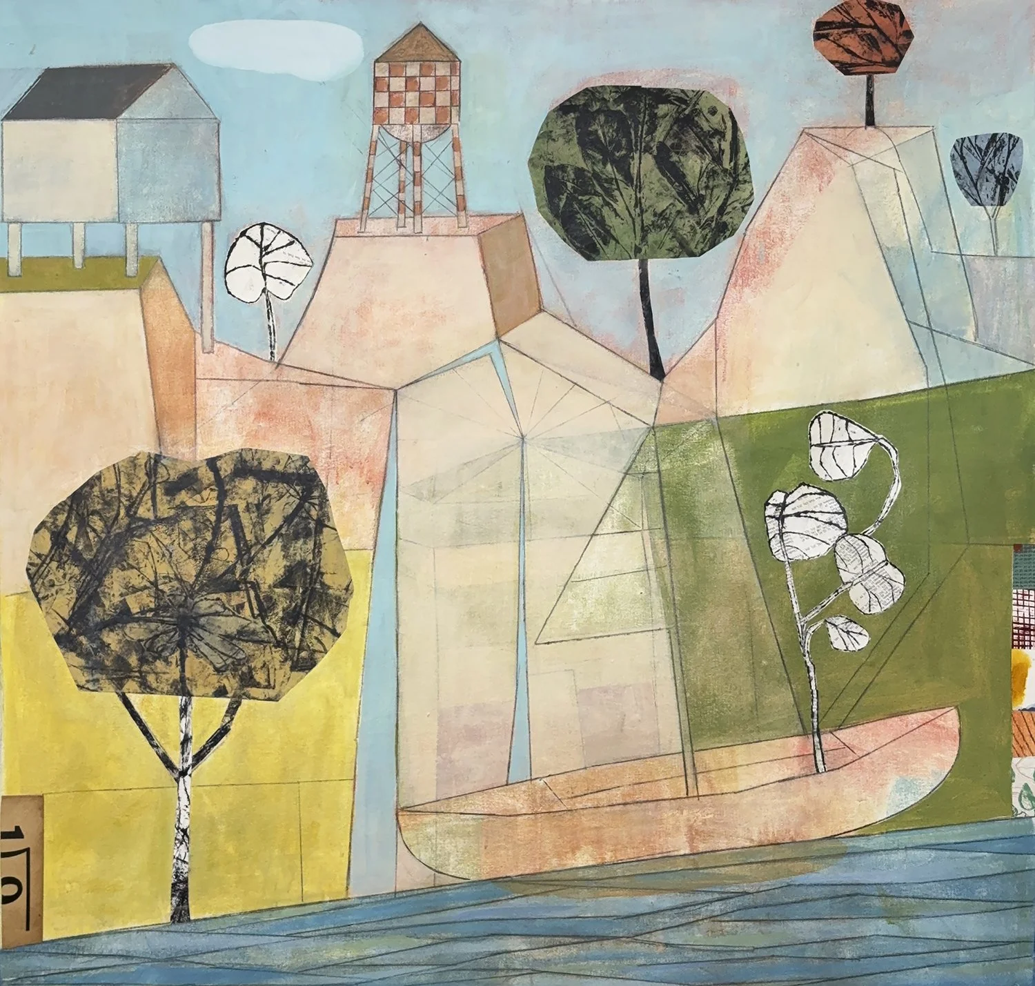 Desert Spring with Stranded Boat 2026 47" x 48"" acrylic/mixed media on canvas