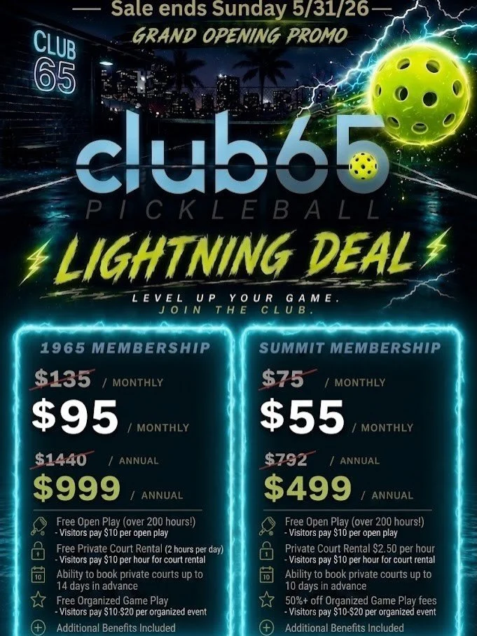 Grand opening pricing ends TONIGHT. 🚨

The courts have been electric this week &mdash; and if you&rsquo;ve been on the fence, now&rsquo;s the time. Grand Opening promo member rates lock in for a full year.

Summit: $55/mo or $499/yr (reg. $75/$792)
