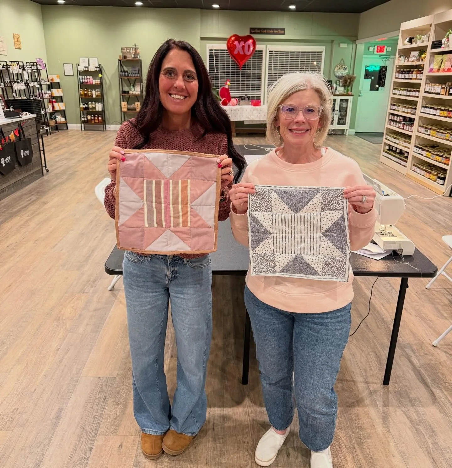 A couple of finished projects from this week&rsquo;s Quilting 101 class @local_republicmarket Everyone did great and we had so much fun. Don&rsquo;t forget to sign up for Monday&rsquo;s Block of the Month class. It&rsquo;s only $5 to join