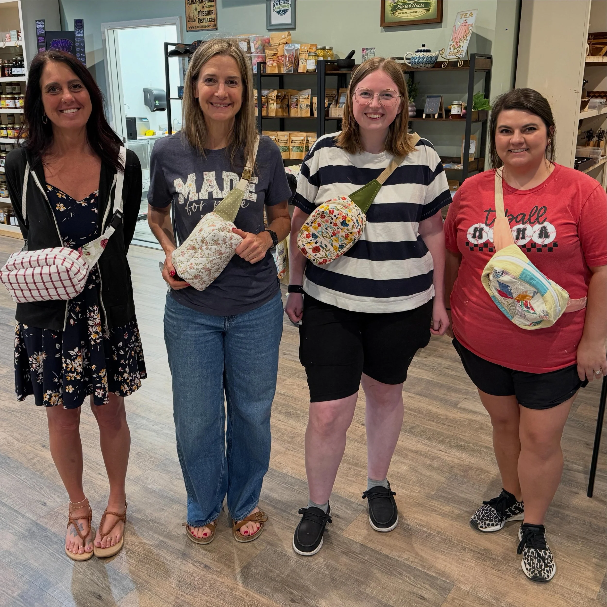 One of my favorite parts of teaching is watching a room full of women proudly show off a beautiful finished project they created with their own hands. 

We had so much fun sewing these crossbody belt bags together, sharing laughs, learning new skills