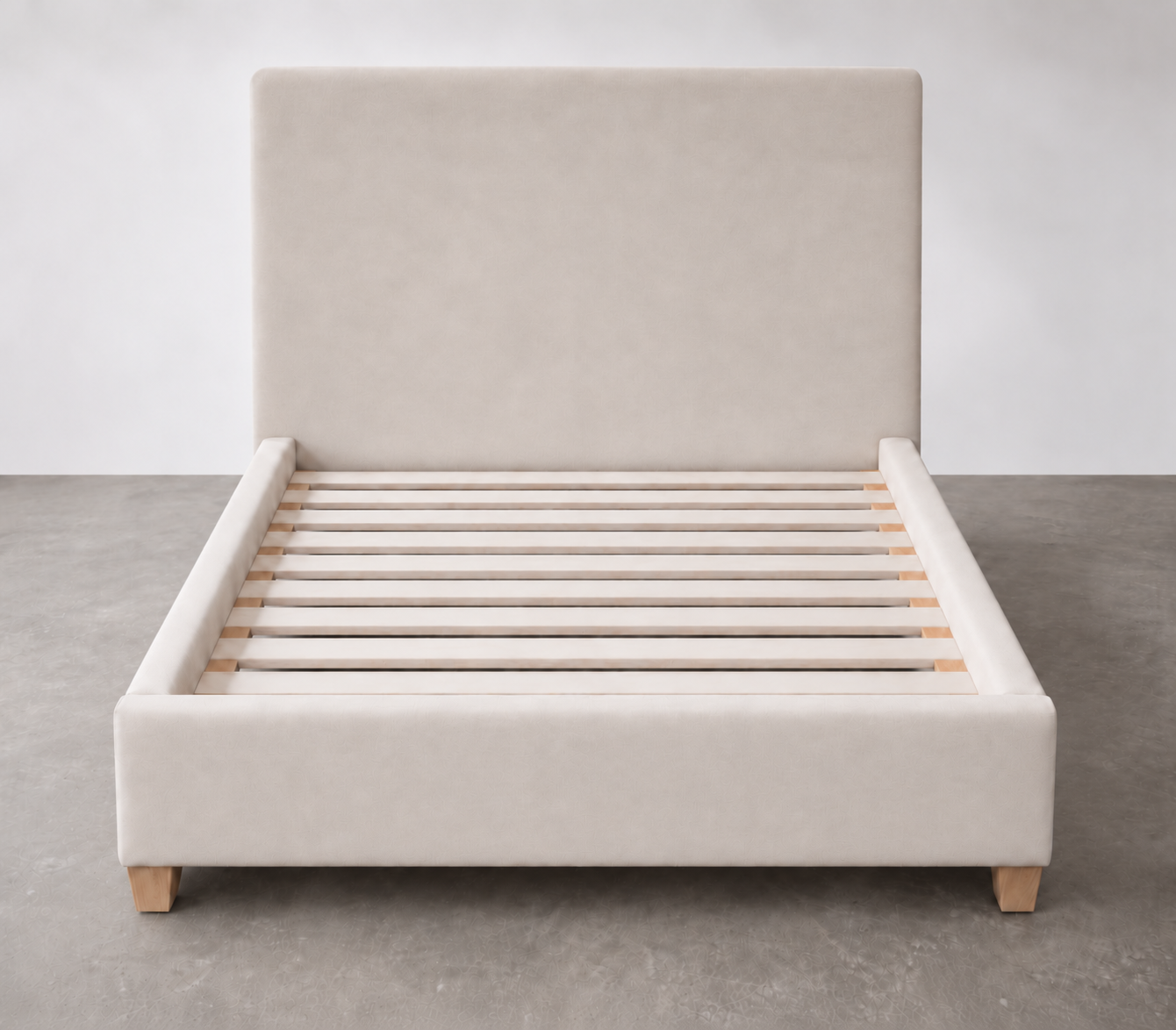 Minimalist Beige Bed Frame with Rounded Headboard.png