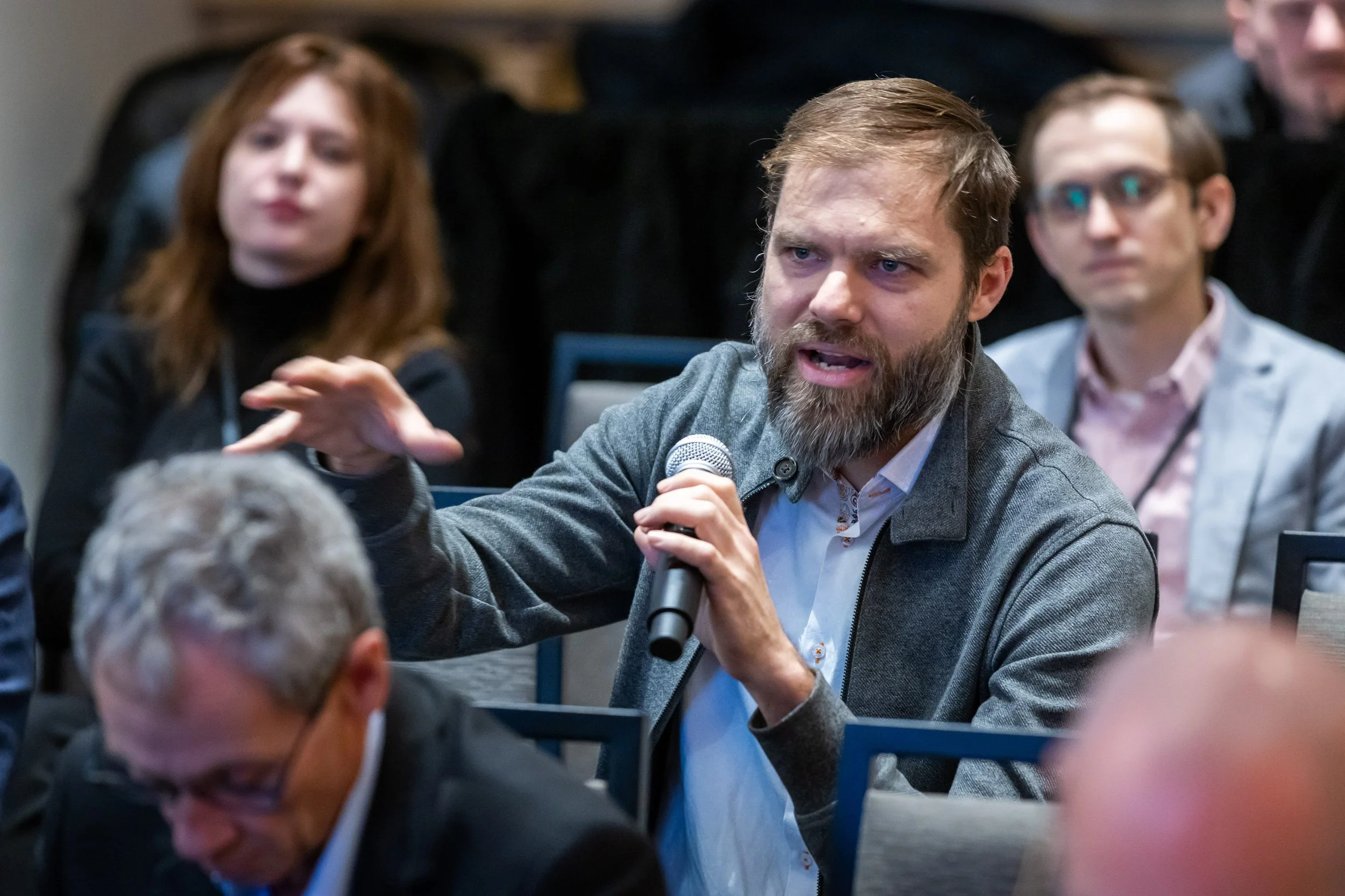 Derek Ruths, Director of Network Dynamics Lab, provides background during Q&A