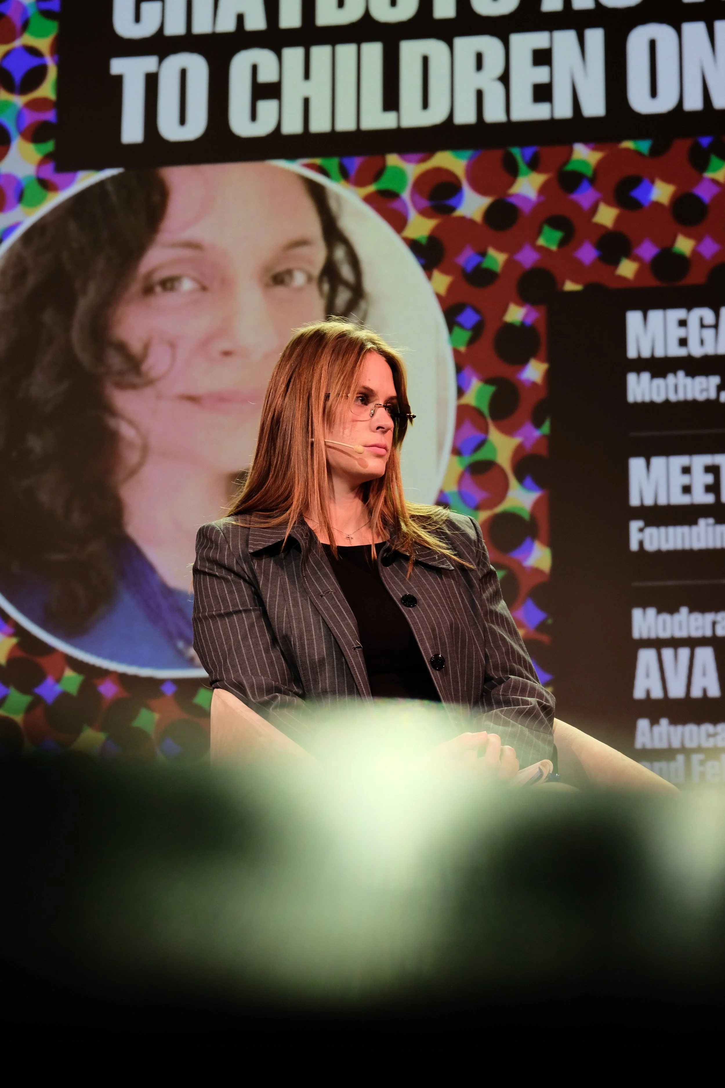 Youth Fellow Ava Smithing listens to her co-panelists during the panel “Chatbots as the New Threat to Children Online.”