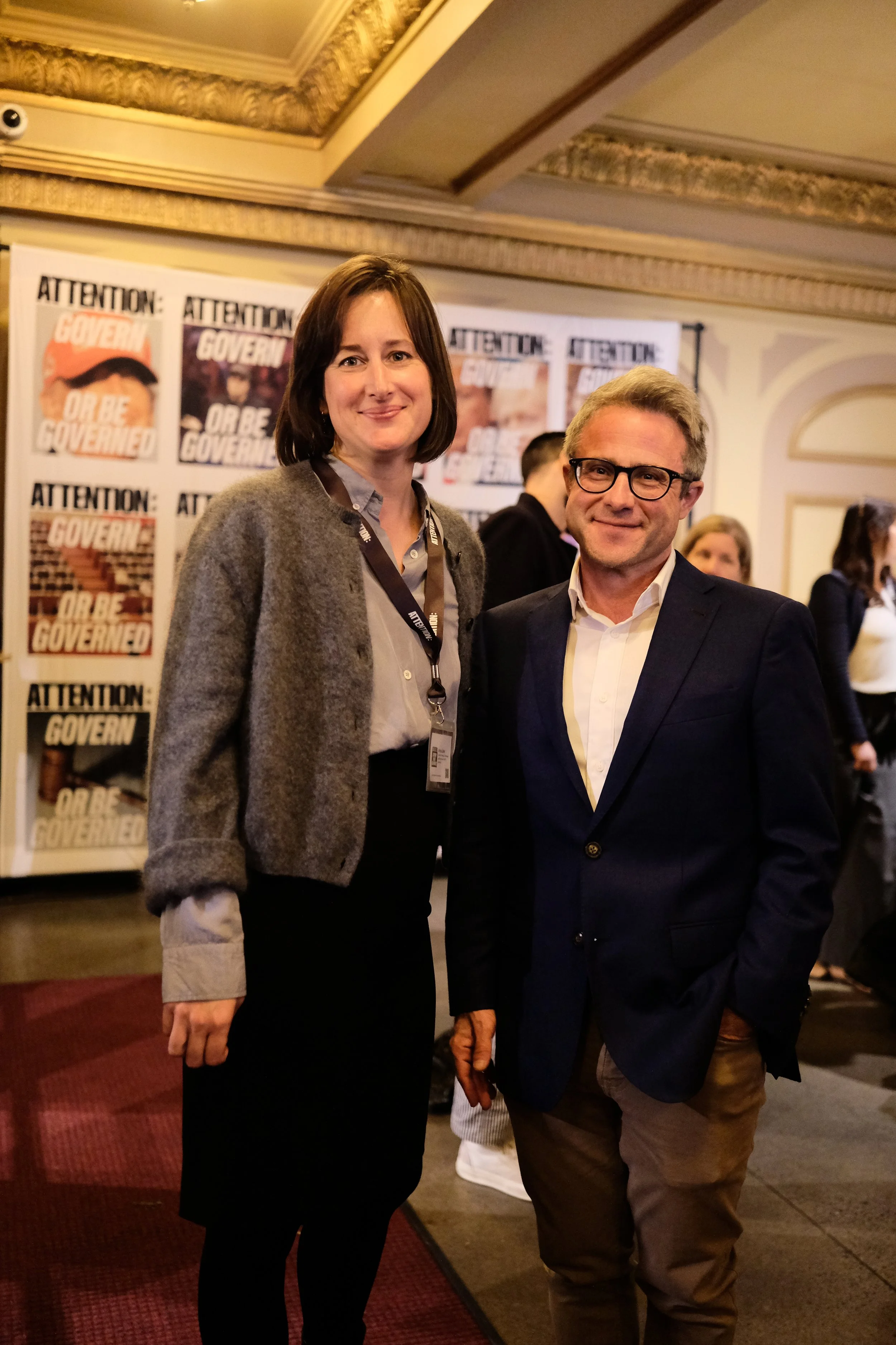 Centre for Media, Technology and Democracy Executive Director Anna Jahn and Founding Director Taylor Owen pose for a photo.