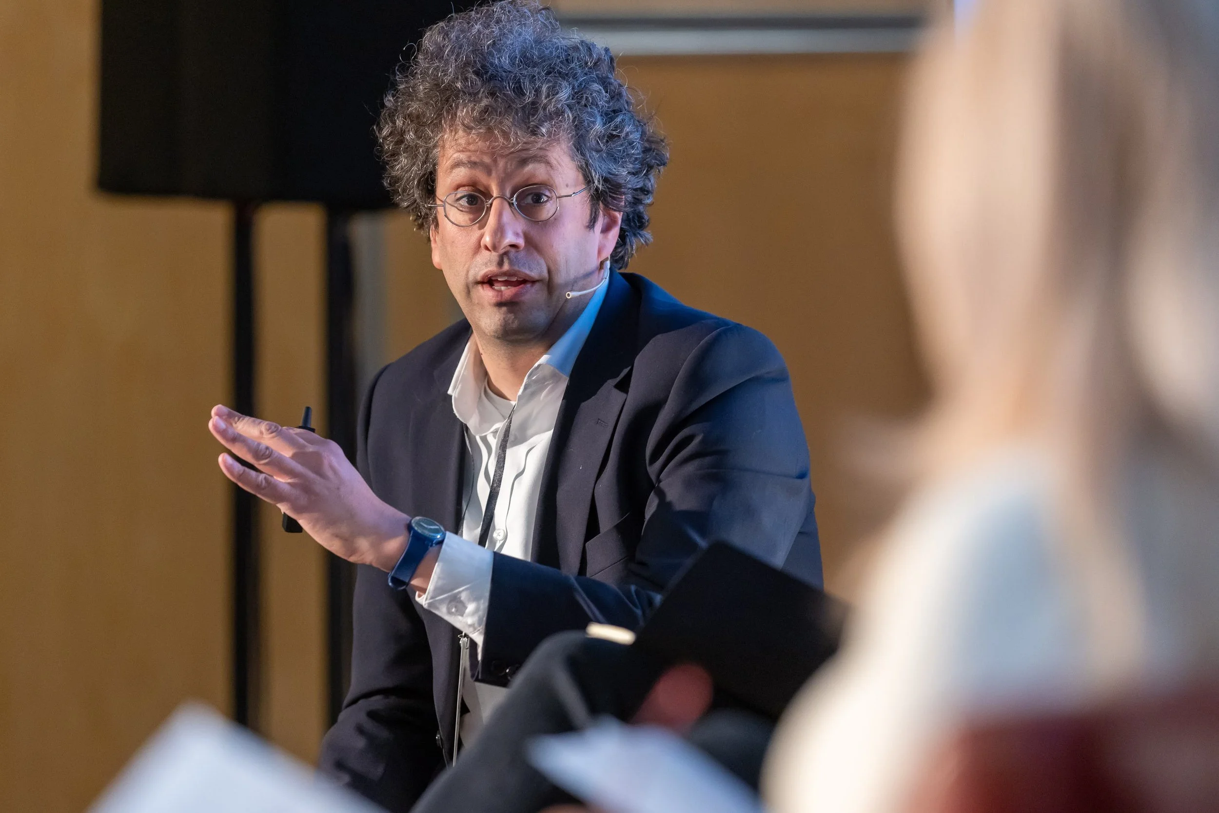 Karim Bardeesy, Executive Director at the Dais, speaks during a panel discussion