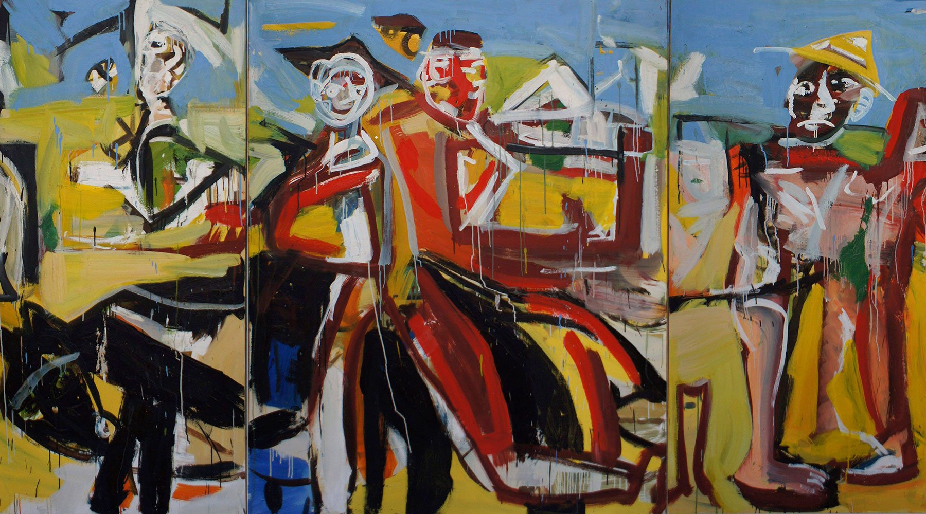 Joe Furlonger, Town and Country (triptych, detail), 1995, acrylic on canvas