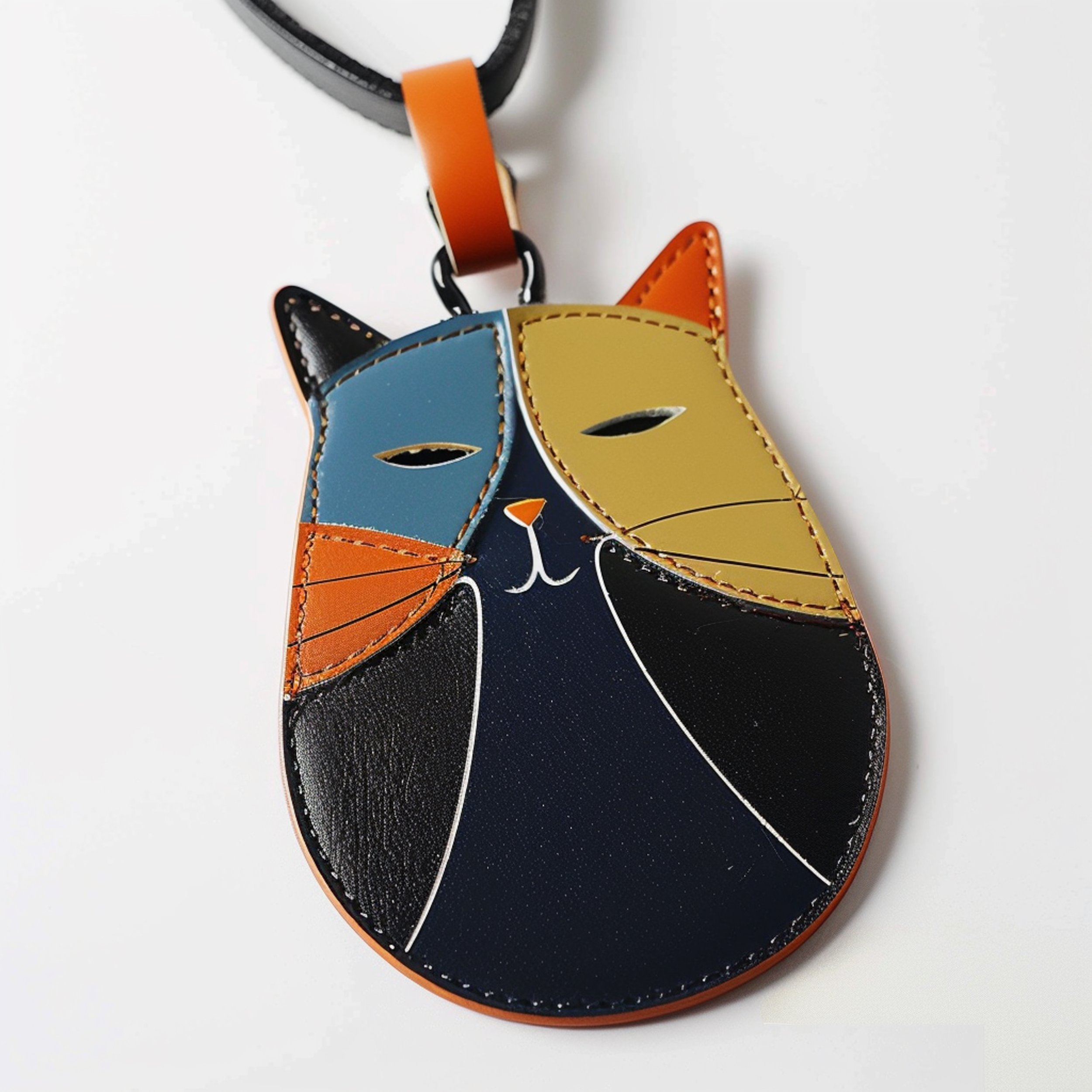 there-is-cat-shaped-leather-keychain-with-black-orange-cat-generative-ai.jpg